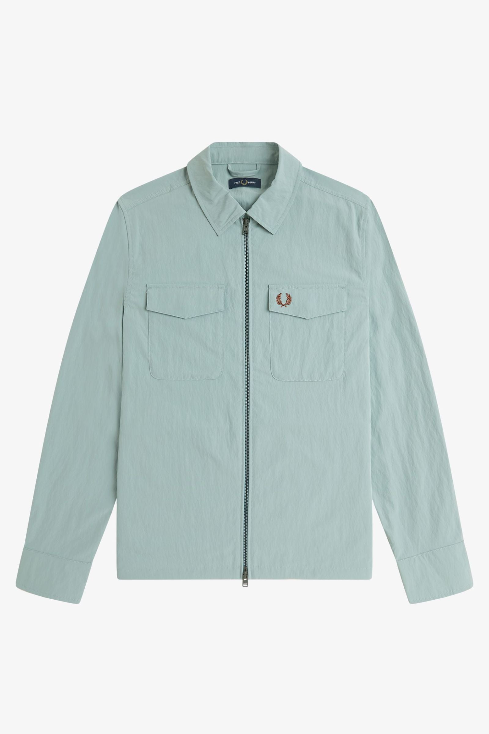Fred Perry Zip Through Overshirt - Silver Blue