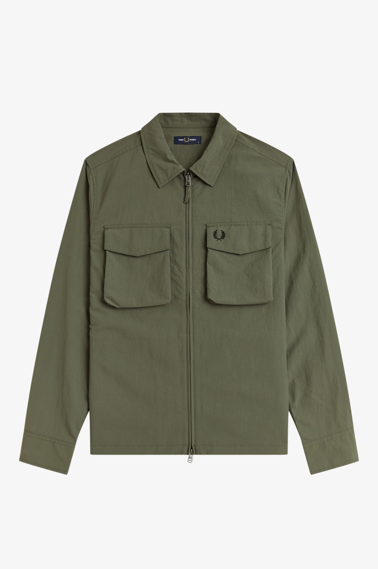 Fred Perry Ripstop Pocket Overshirt - Laurel Wreath Green