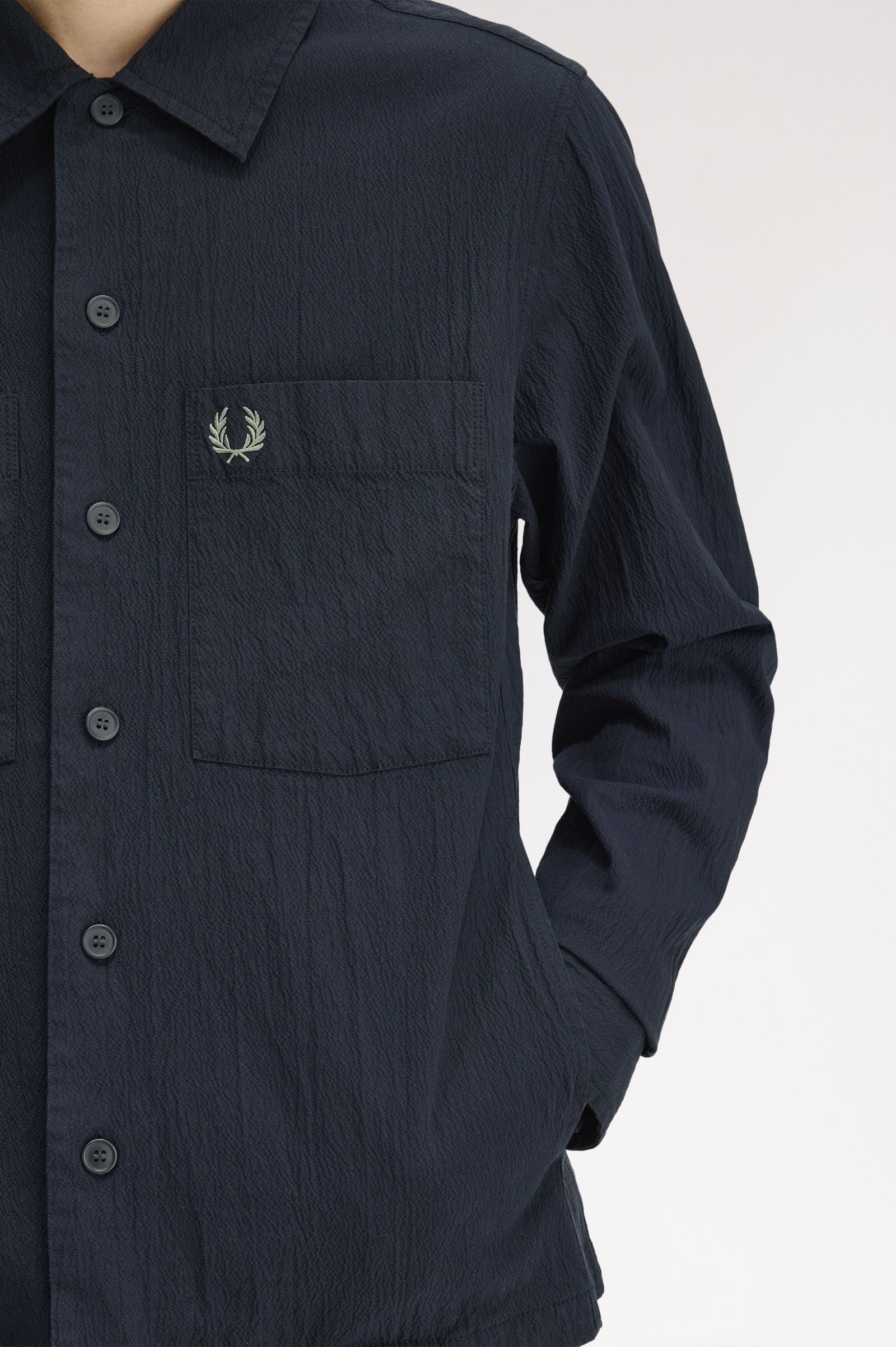 Fred Perry Seersucker Overshirt - Navy