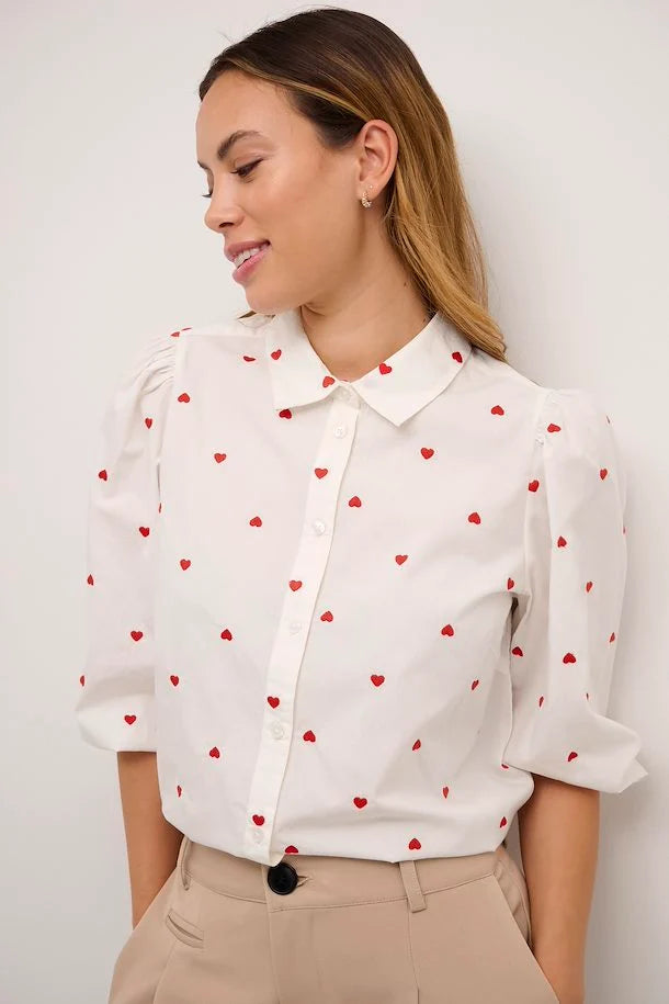 Culture Homa Shirt - White/Red Hearts