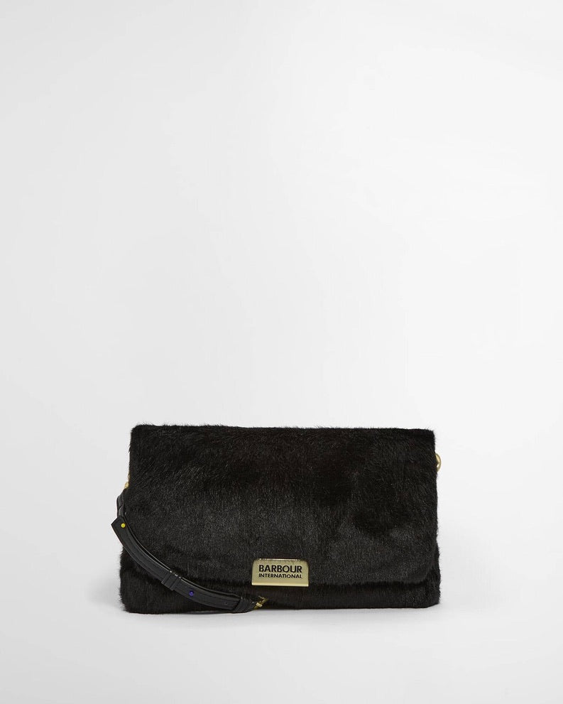 Barbour International Faux Fur Crossbody Bag - Black
