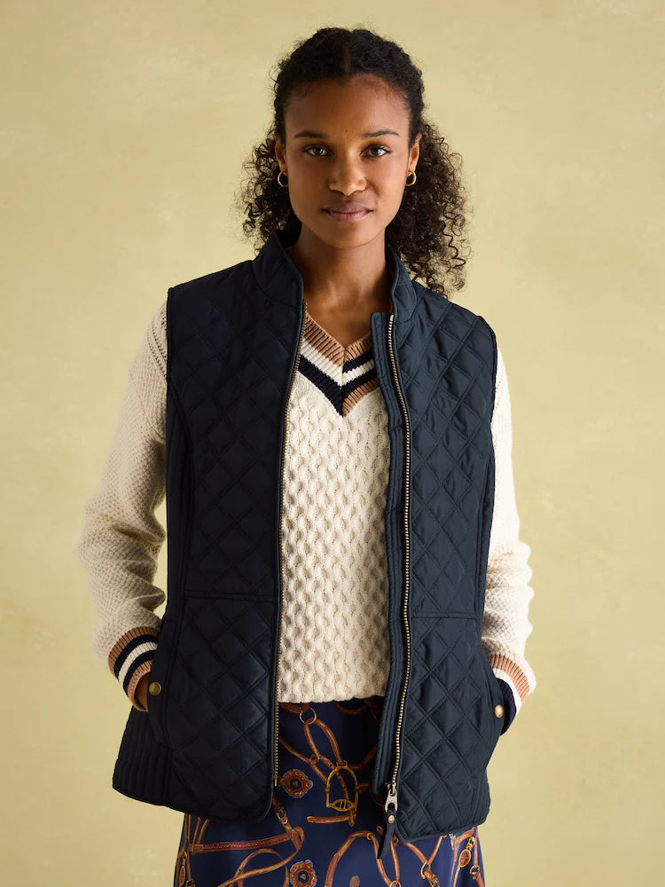 Joules Minx Navy Blue Showerproof Diamond Quilted Gilet - Navy