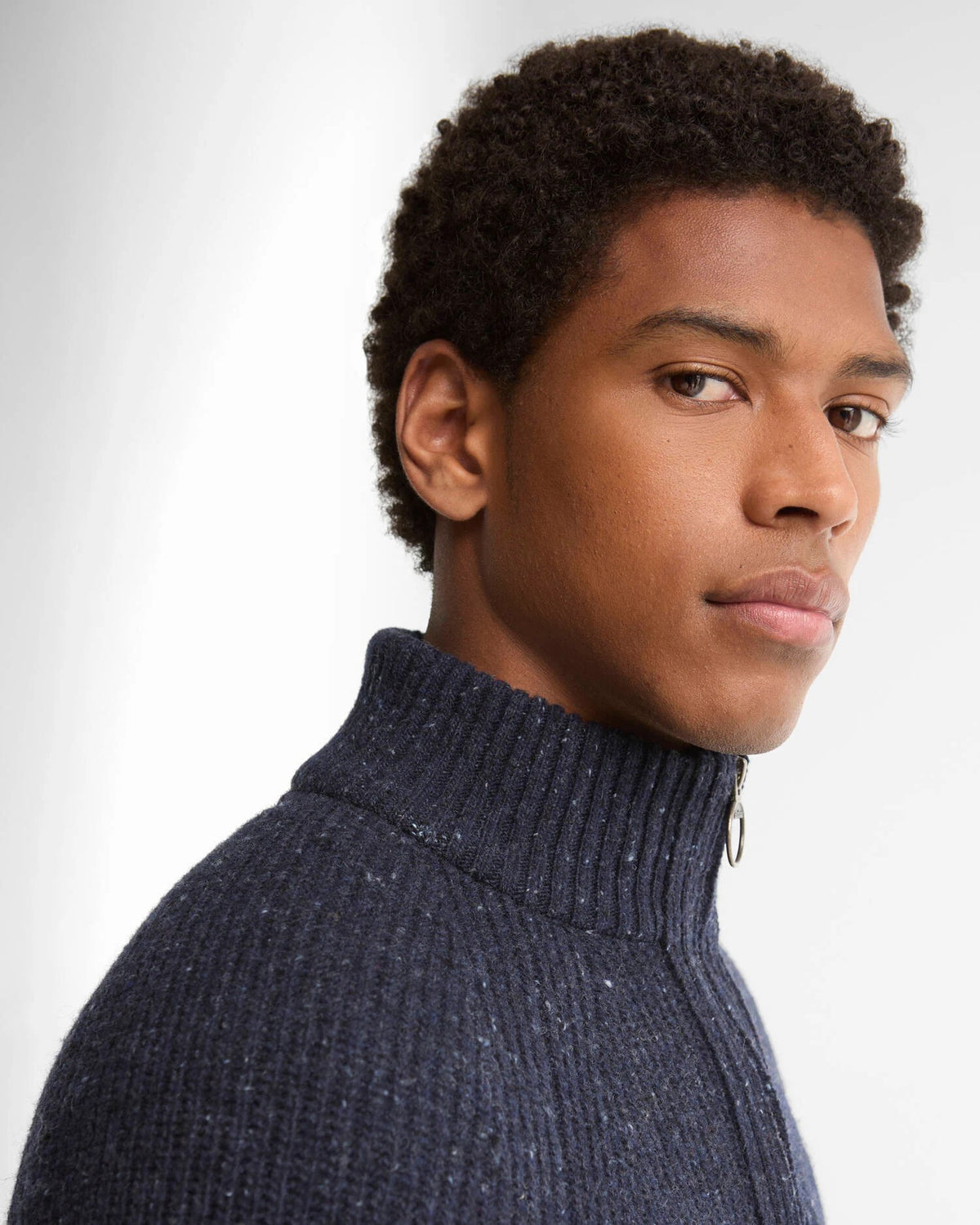 Barbour Essentials Fleck Half Zip Jumper - Navy