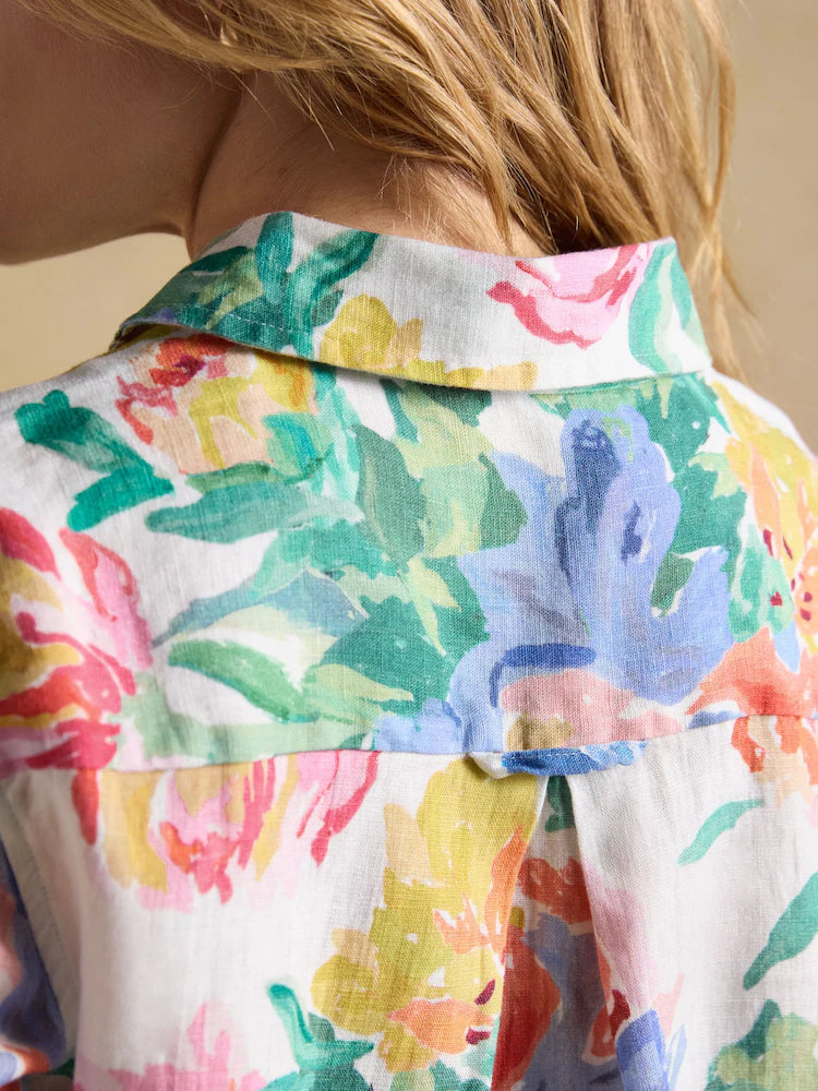 Joules Anna Multi Floral Long Sleeve 100% Linen Shirt