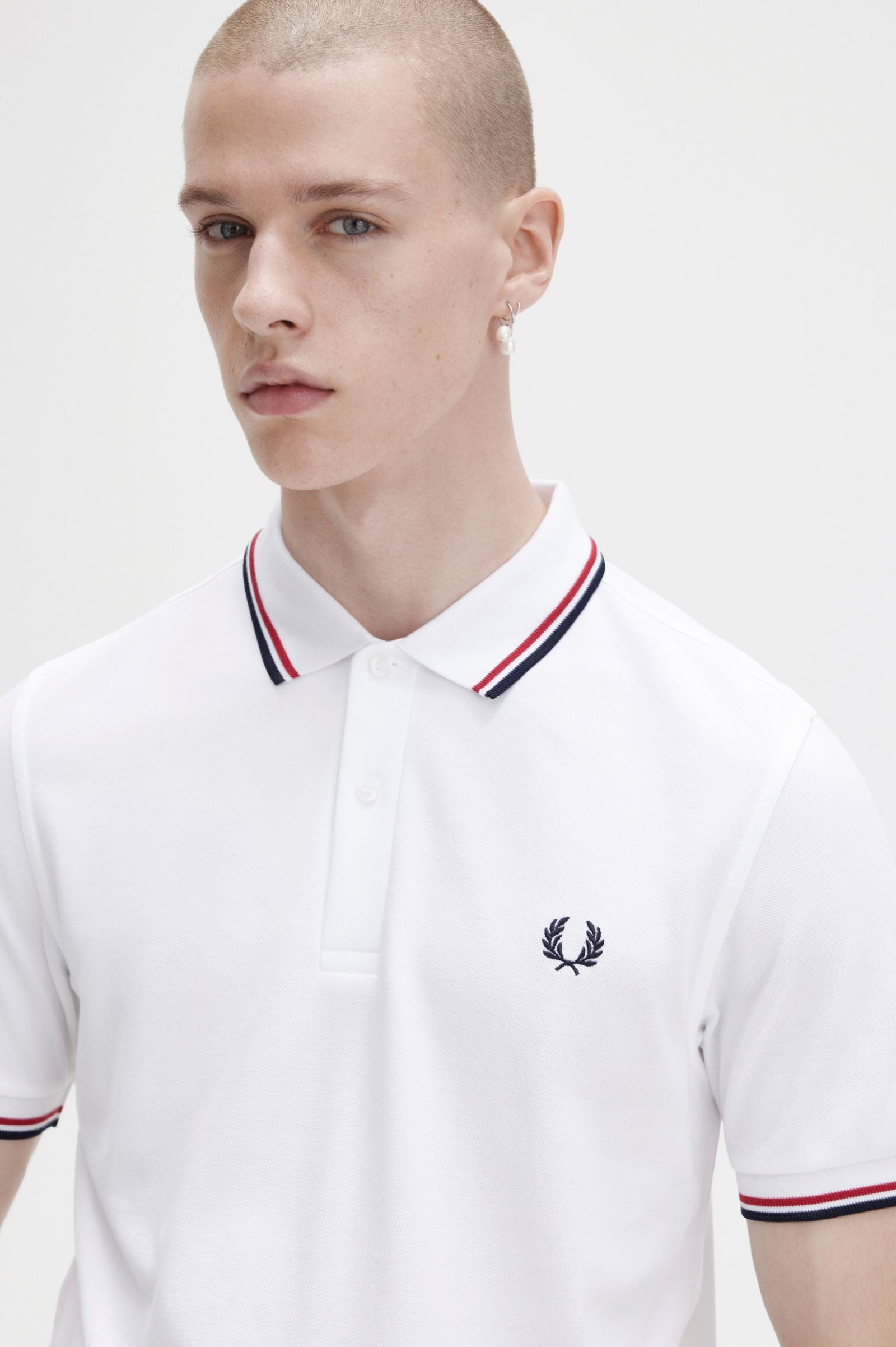 Fred Perry Twin Tipped Polo Shirt - White/ Red/ Navy