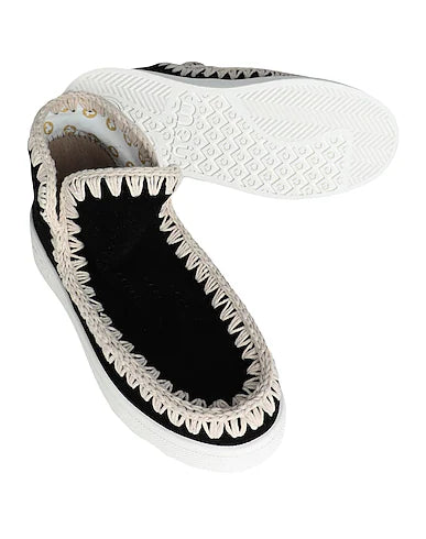 Mou Summer Eskimo Sneaker Perforated Suede - Black/White
