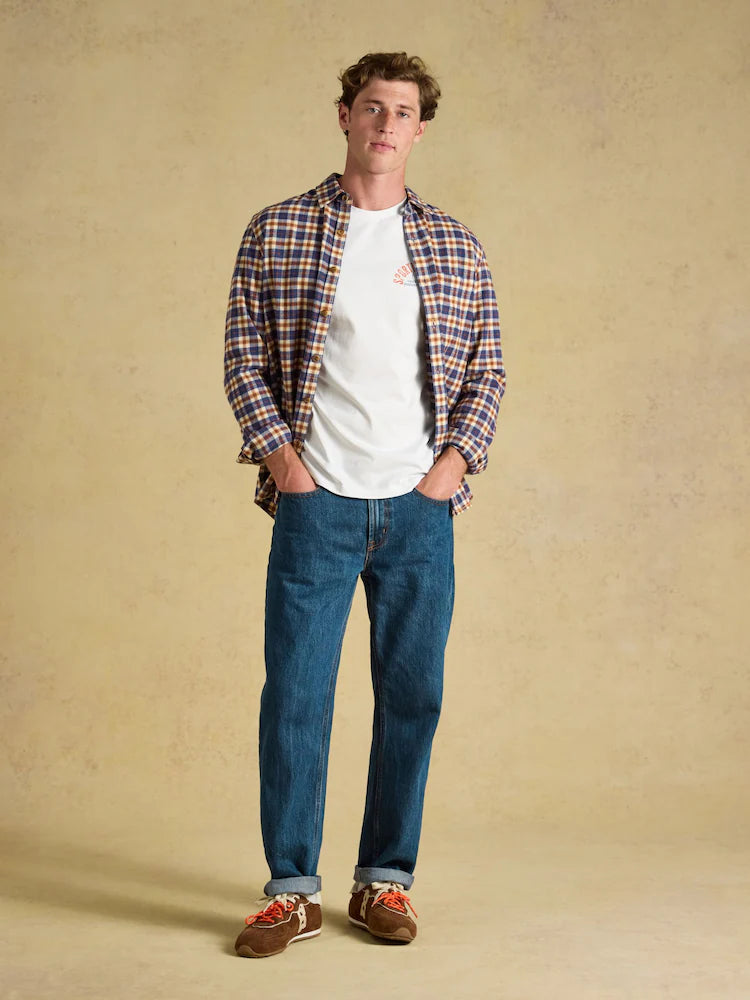Joules Navy Long Sleeve Brushed Flannel Shirt