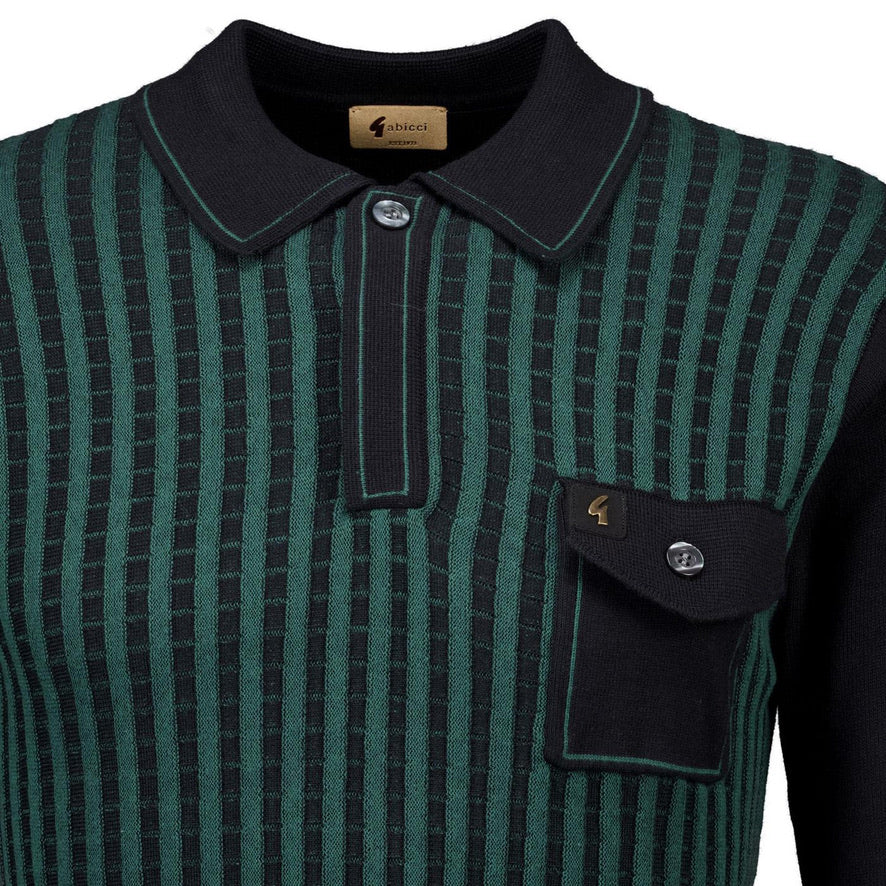 Gabicci Hansen Long Sleeved Knitted Polo - Green