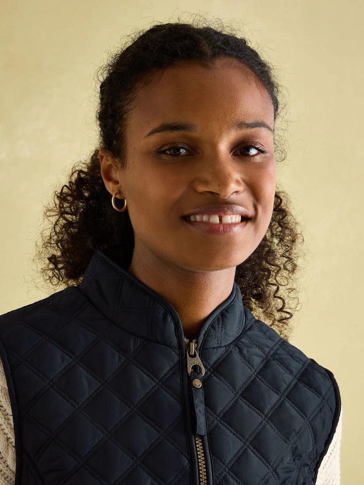 Joules Minx Navy Blue Showerproof Diamond Quilted Gilet - Navy