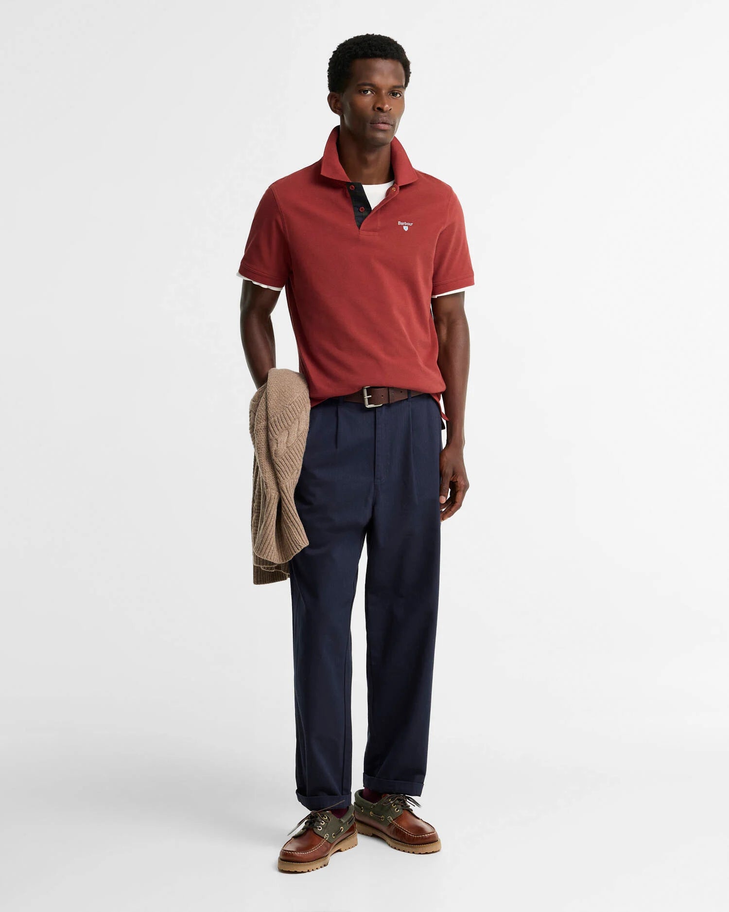 Barbour Reg Fit Tartan Pique Polo Shirt - Russet