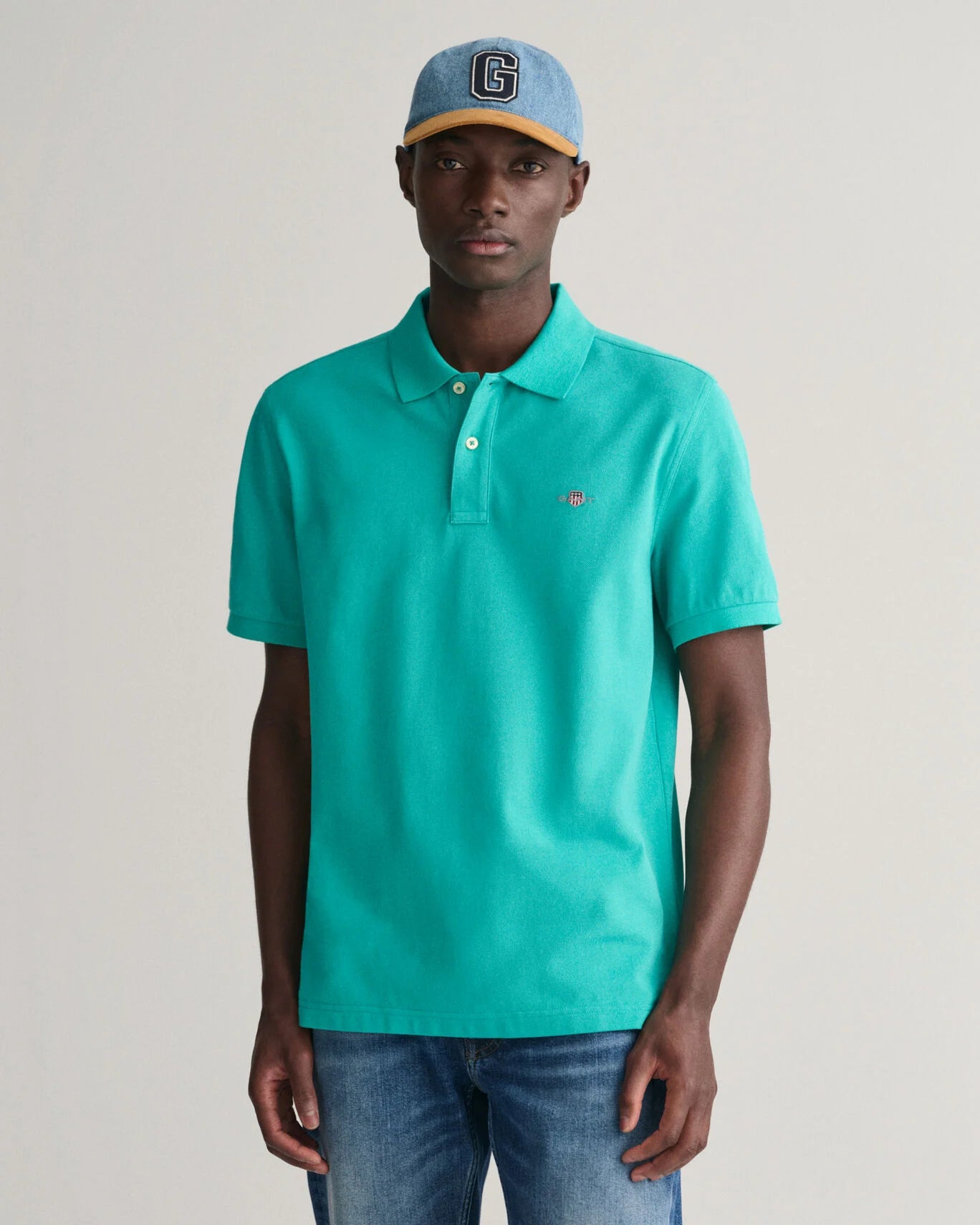 Gant Regular Shield Pique Polo Shirt - Lagoon Blue
