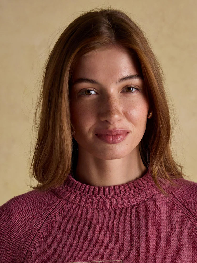 Joules Rutland Pink Intarsia 4x4 Cotton Rich Knitted Jumper