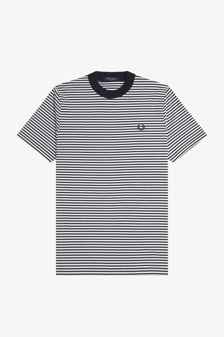 Fred Perry Fine Stripe T-Shirt - Navy/Snow White