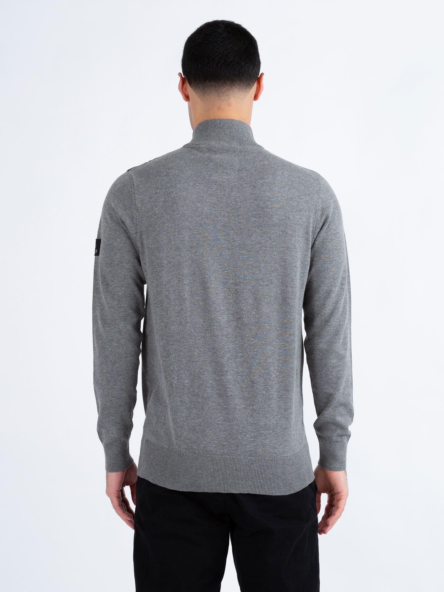 Luke 1977 Heddon Funnel Neck Half Zip Jumper - Mid Grey