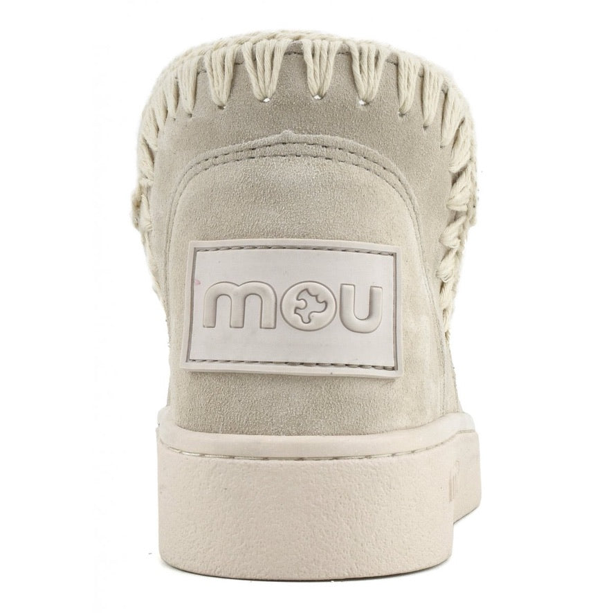 Mou Sneaker Suede all Monochrome Rubber Patch - Chalk