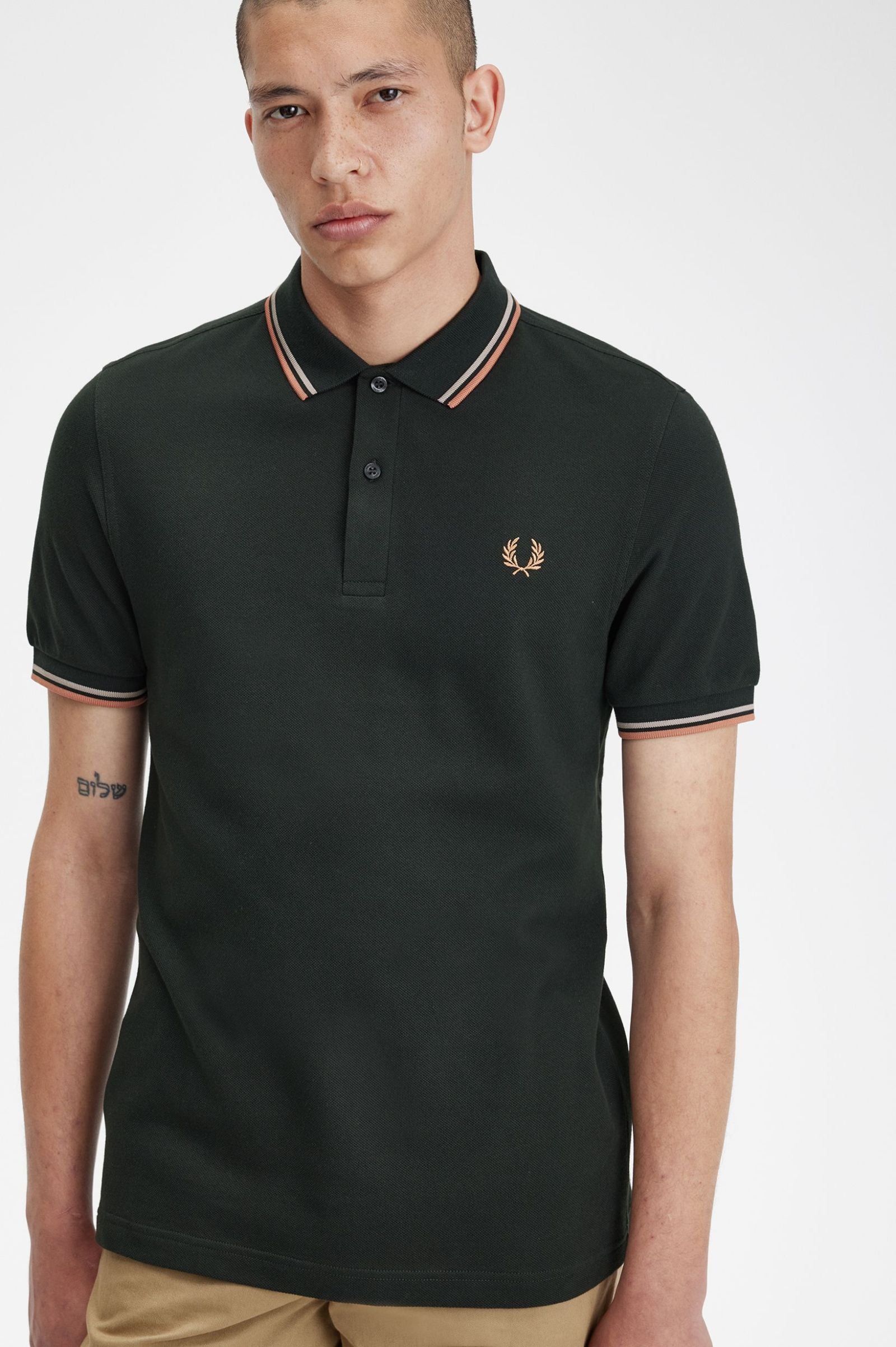 Fred Perry Twin Tipped Polo Shirt - Night Green/Light Rust