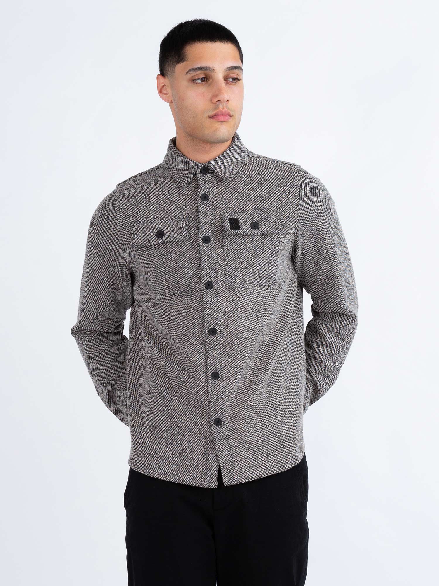 Luke Haines Long Sleeved Overshirt - Black/ White