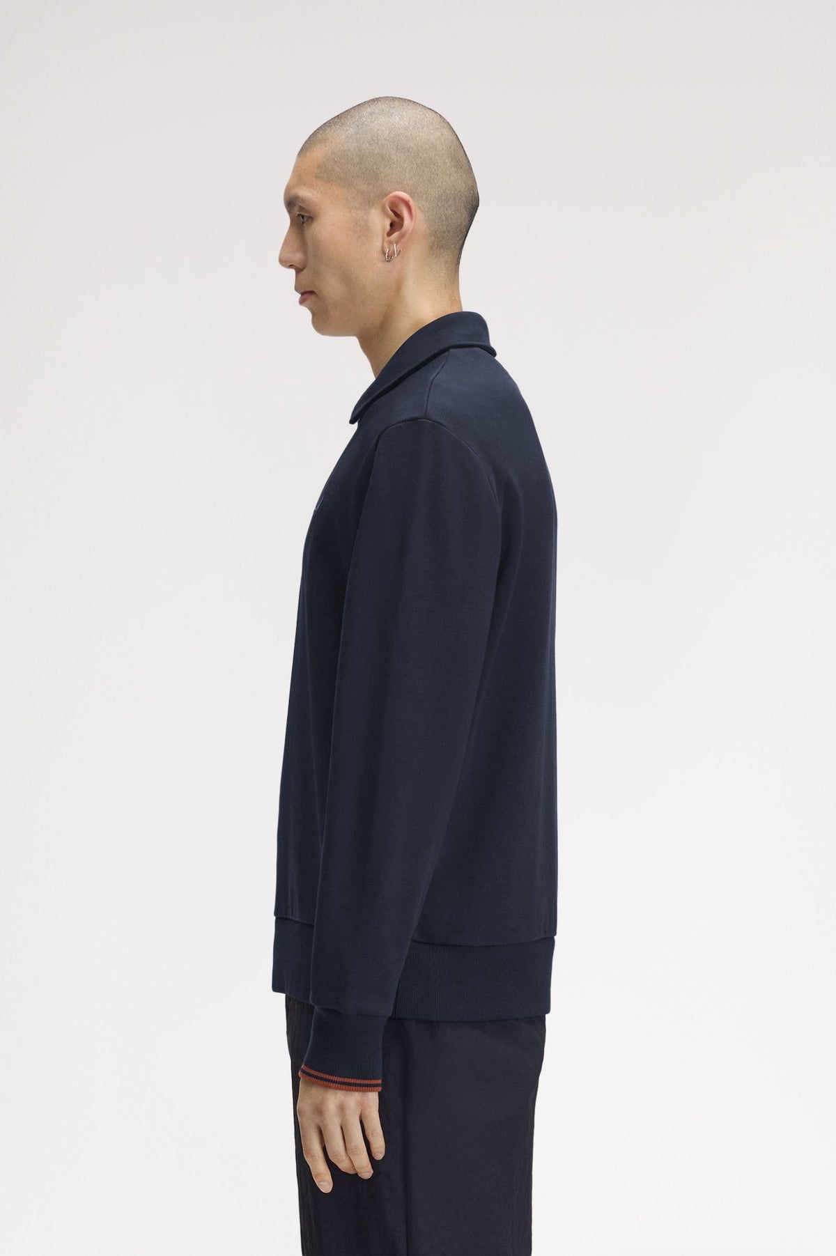 Fred Perry Half Zip Collared Sweatshirt - Navy