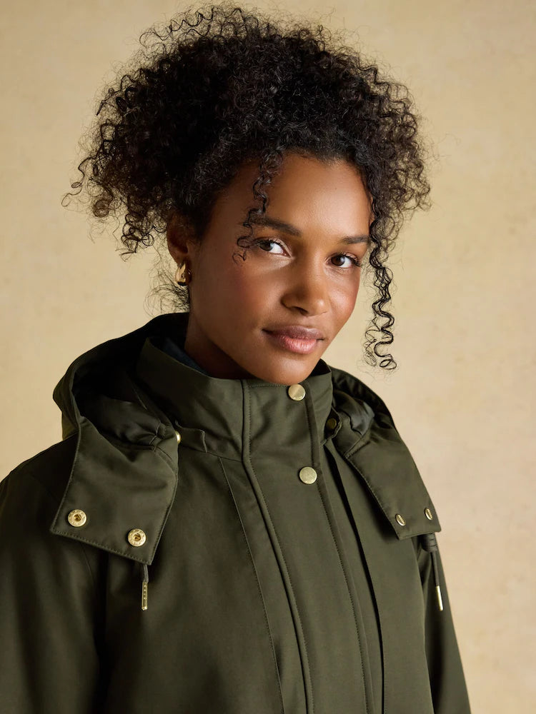 Joules Warmwell Green Waterproof Fleece Lined Raincoat with Hood