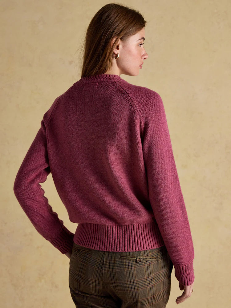 Joules Rutland Pink Intarsia 4x4 Cotton Rich Knitted Jumper