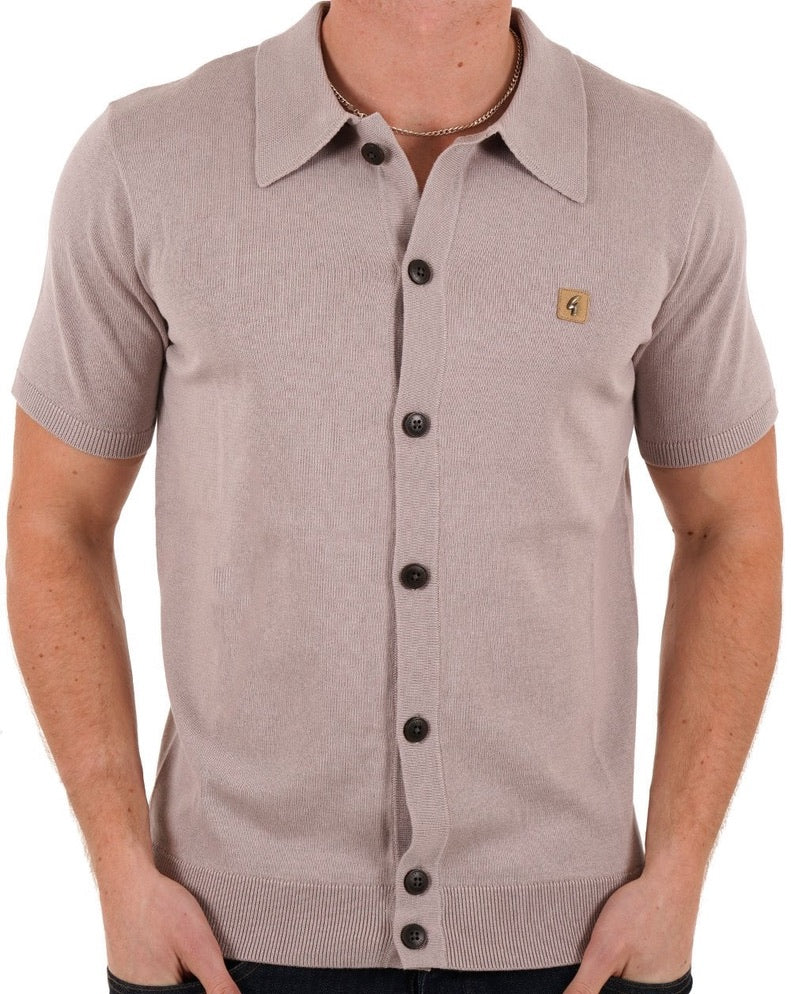 Gabicci Guinness Knitted Polo Shirt - Mushroom
