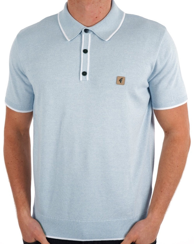 Gabicci Vintage Lineker Tipped Knitted Polo Shirt - Spray