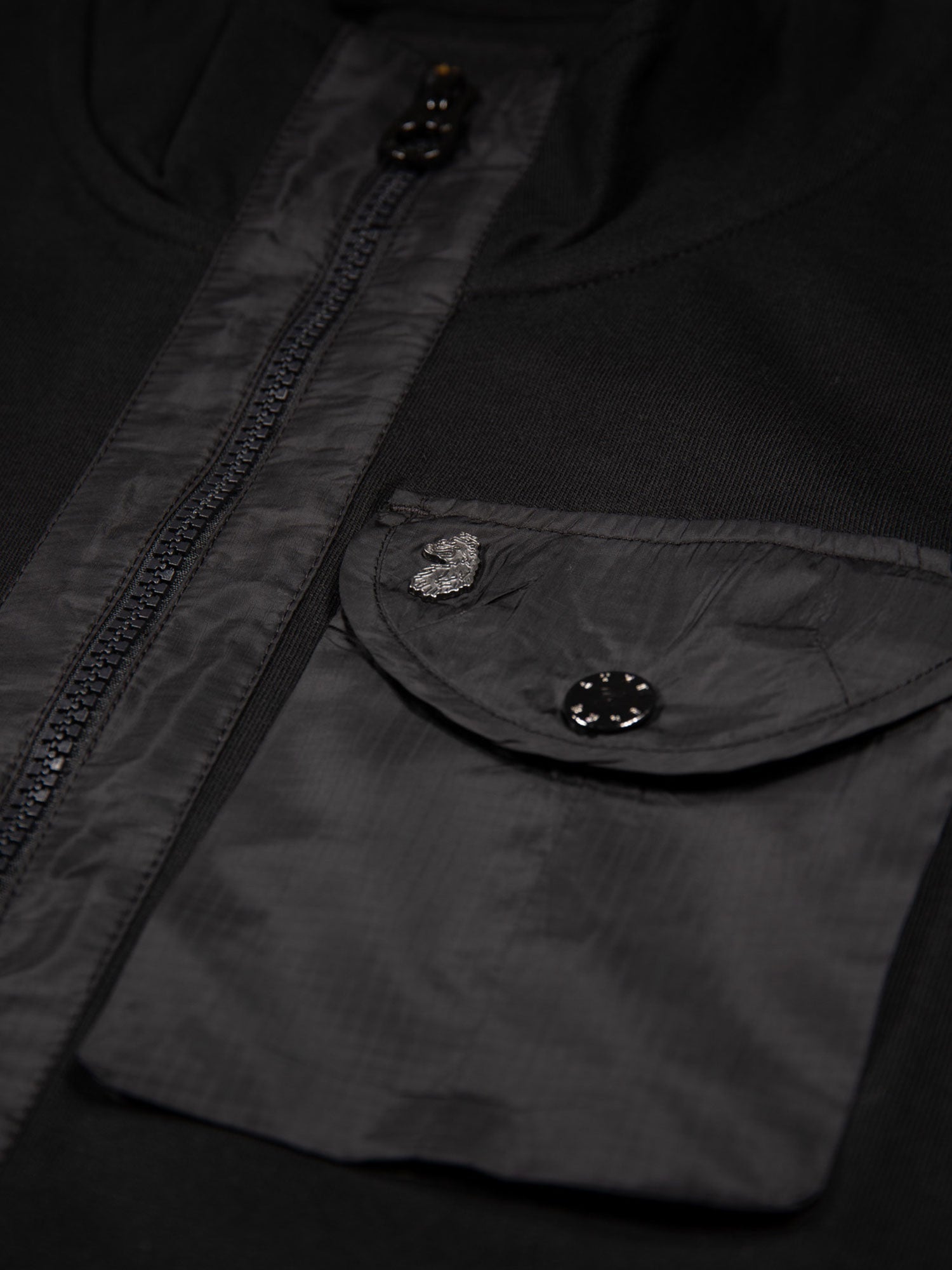Luke 1977 Sutton Contrast Pocket Funnel Full Zip Jumper - Black