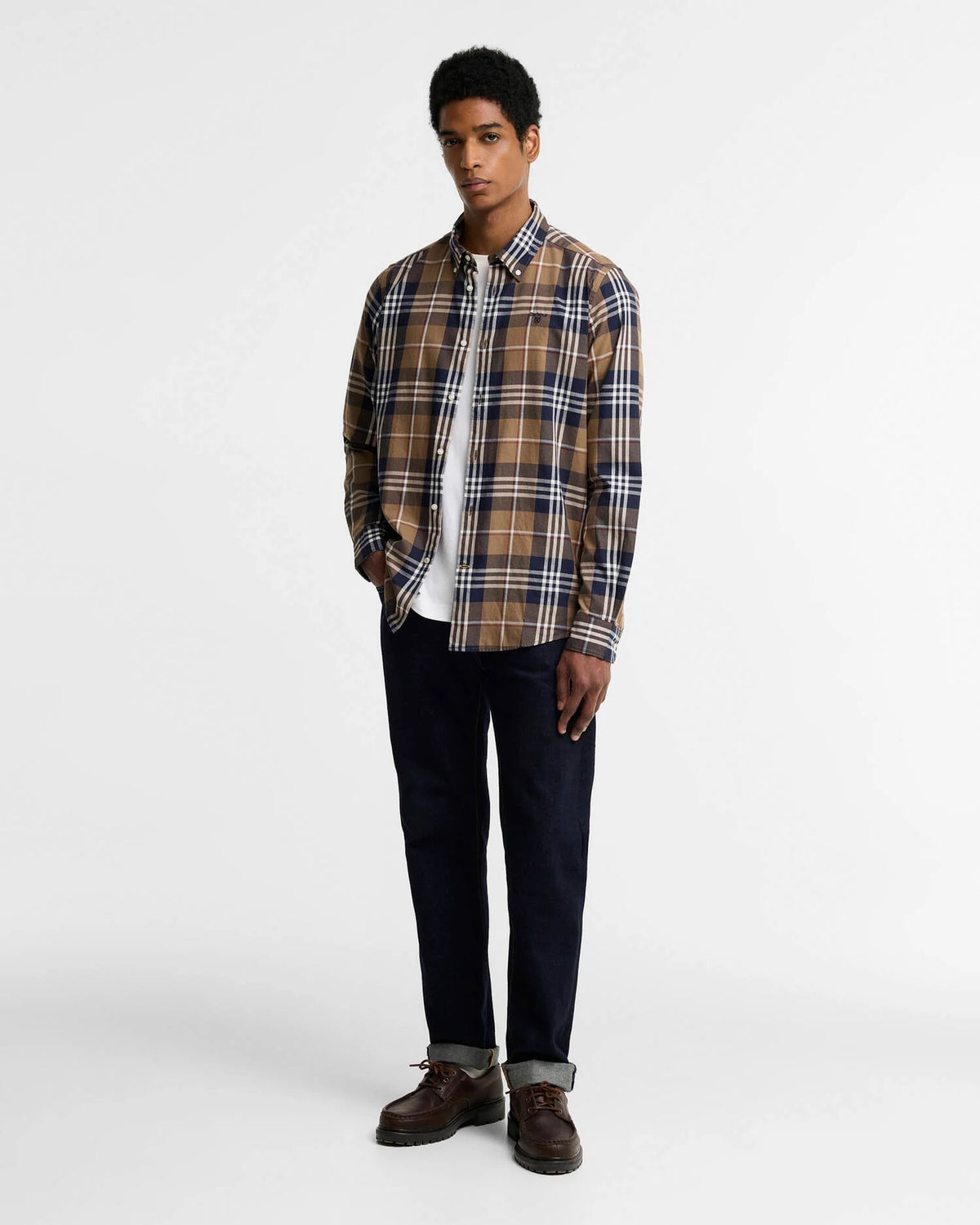 Barbour Edgar Tailored Checked Shirt - Stone