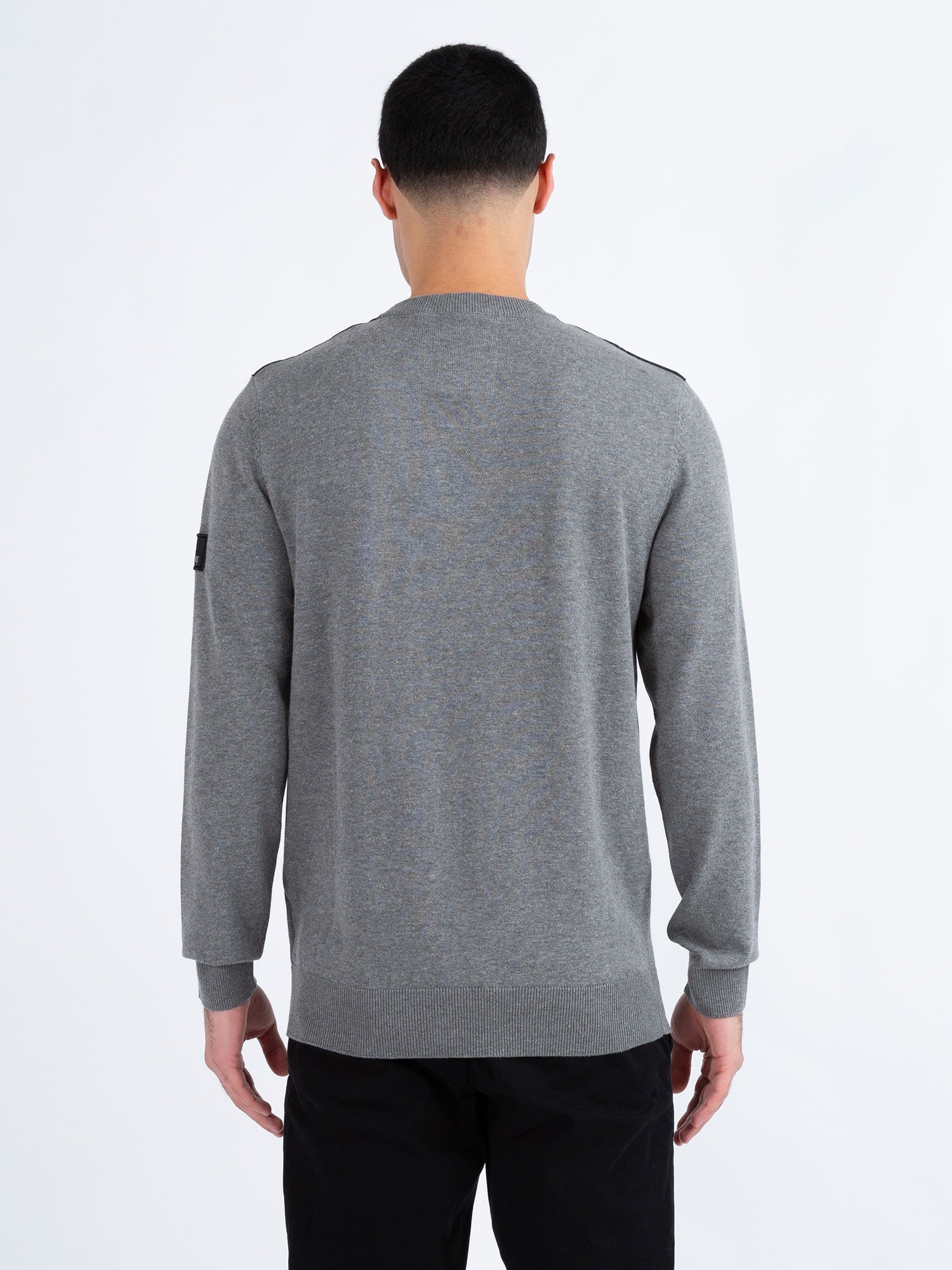 Luke 1977 Berwick Panel Crew Knit Jumper - Mid Grey