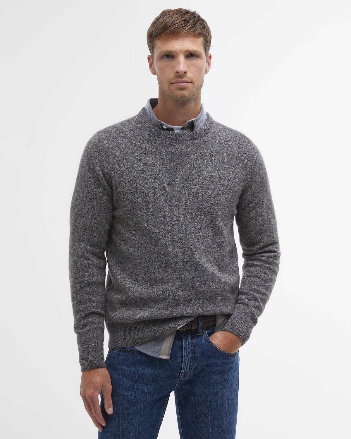 Barbour Essential Tisbury Crew Neck Jumper - Fog