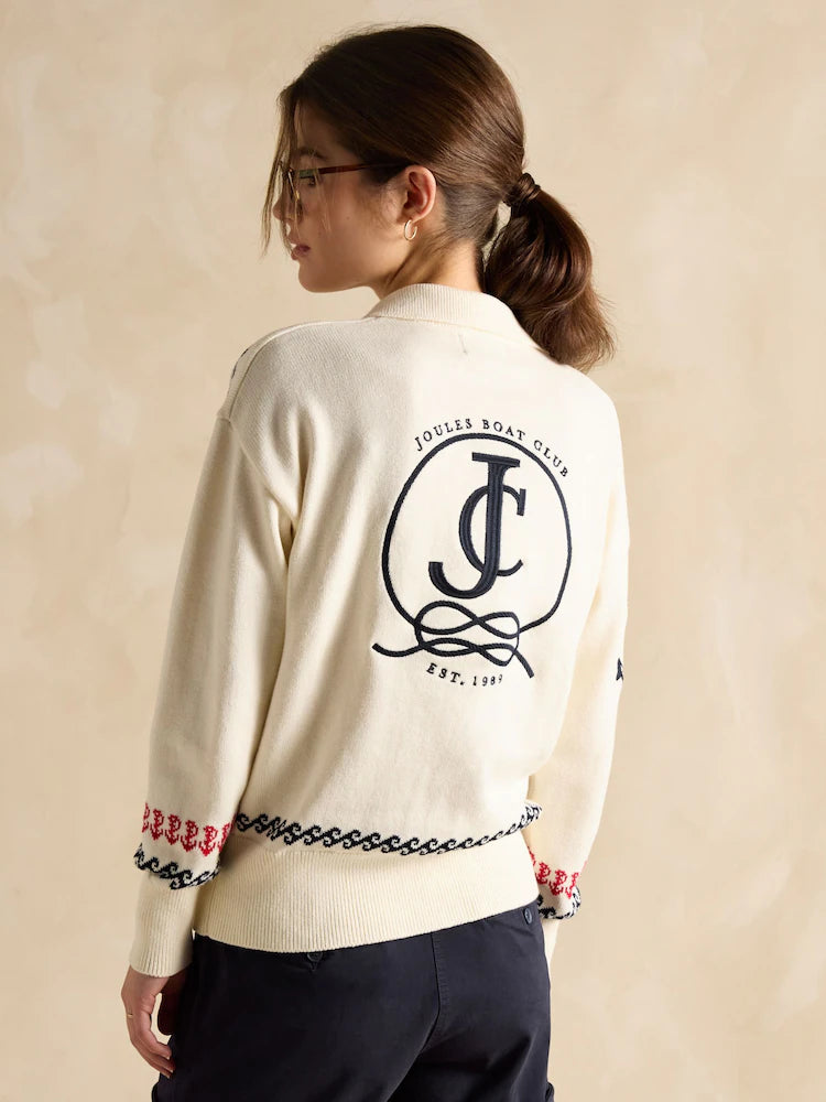 Joules Sail Away Jumper Cream Embroidered Knitted Jumper