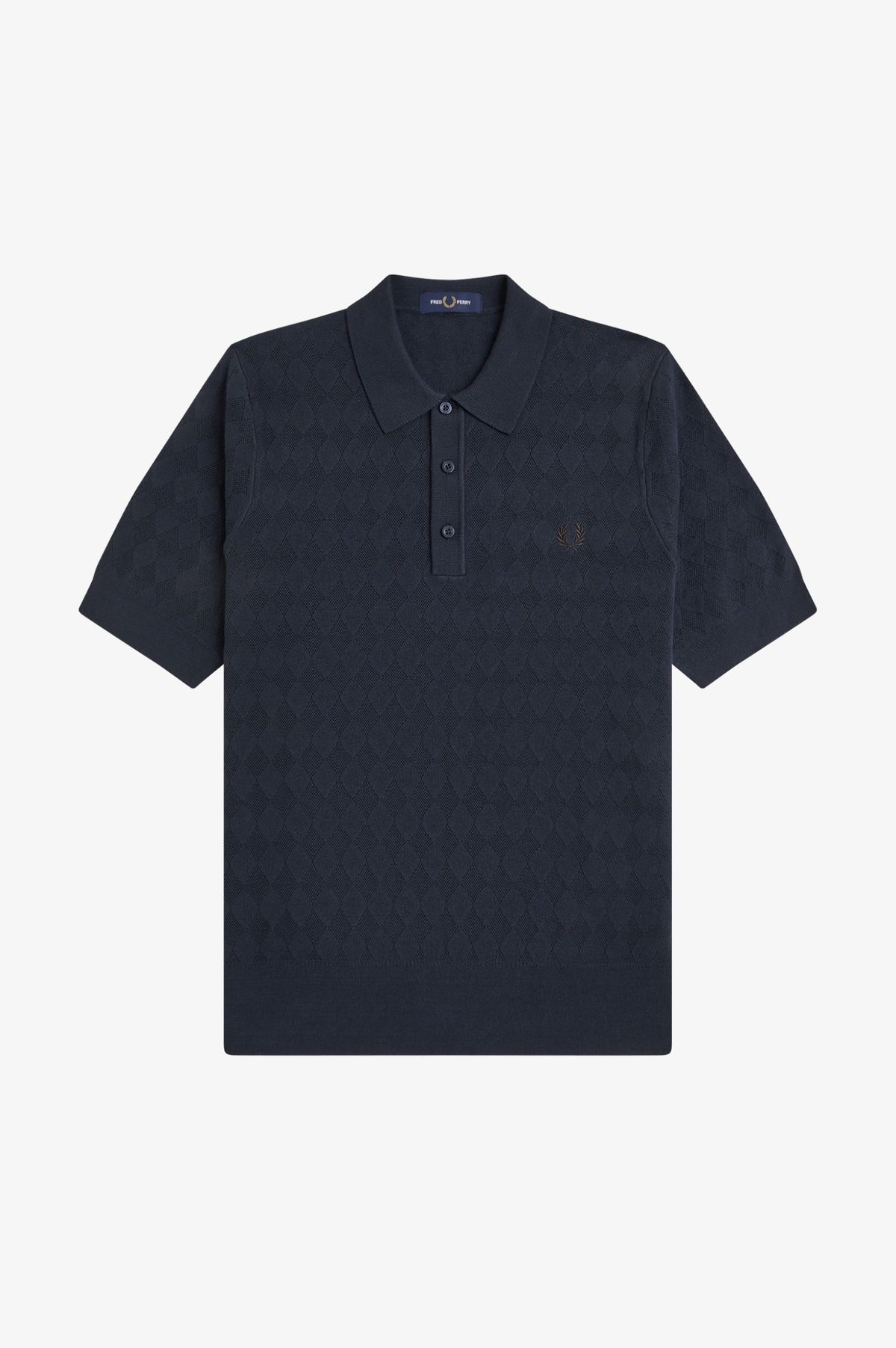 Fred Perry Pointelle Knitted Shirt - Navy