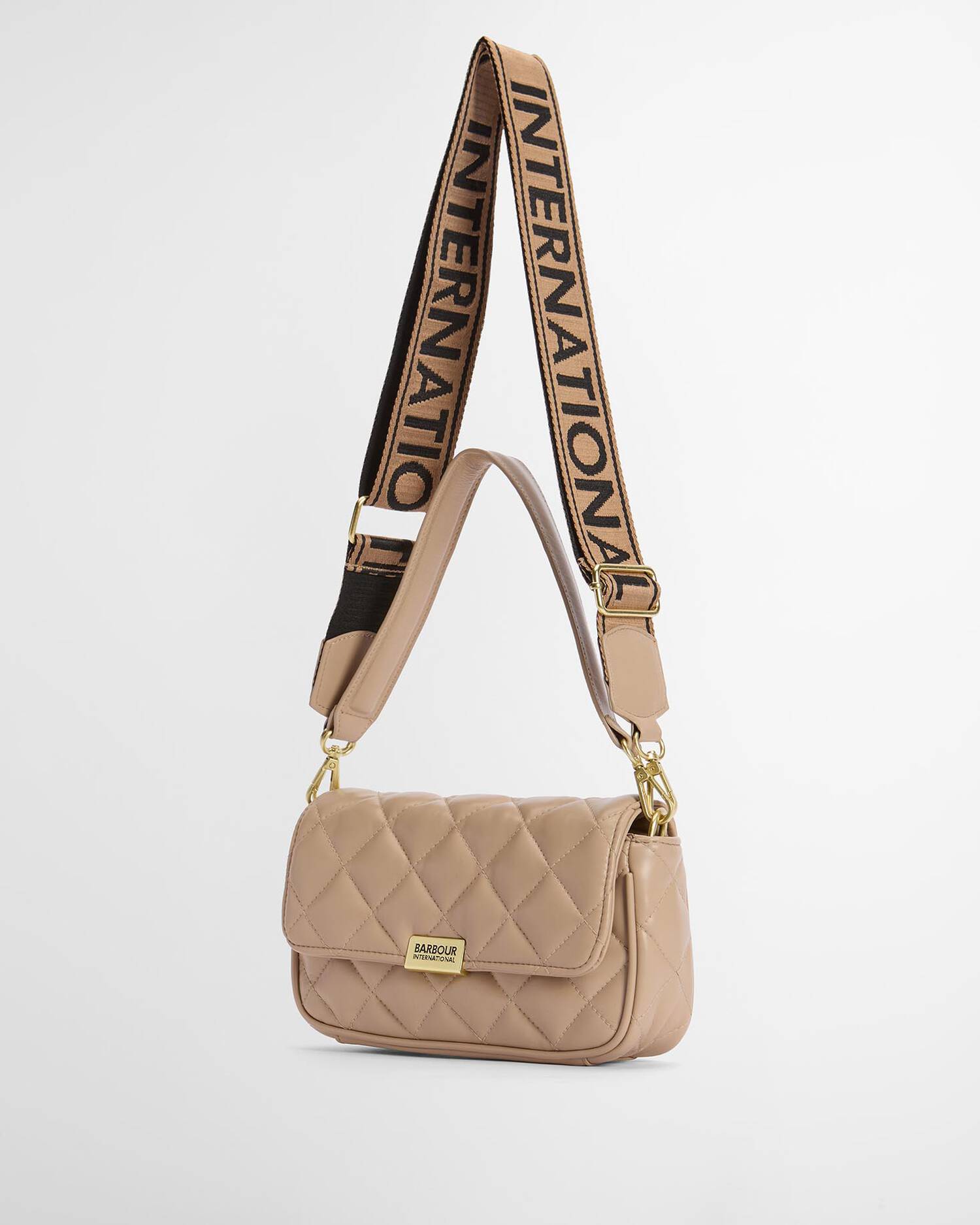 Barbour International Soft Quilt Mini Soho Crossbody Bag - Camel