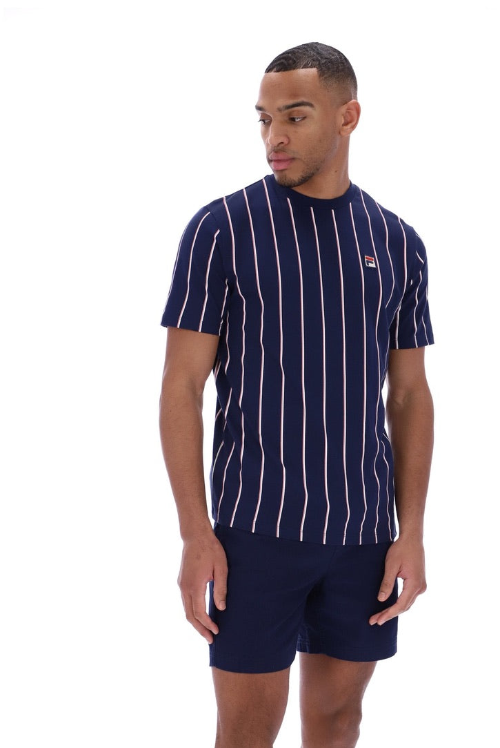FILA Lee Pin Striped T-Shirt - Navy/Wisteria/Ardenia