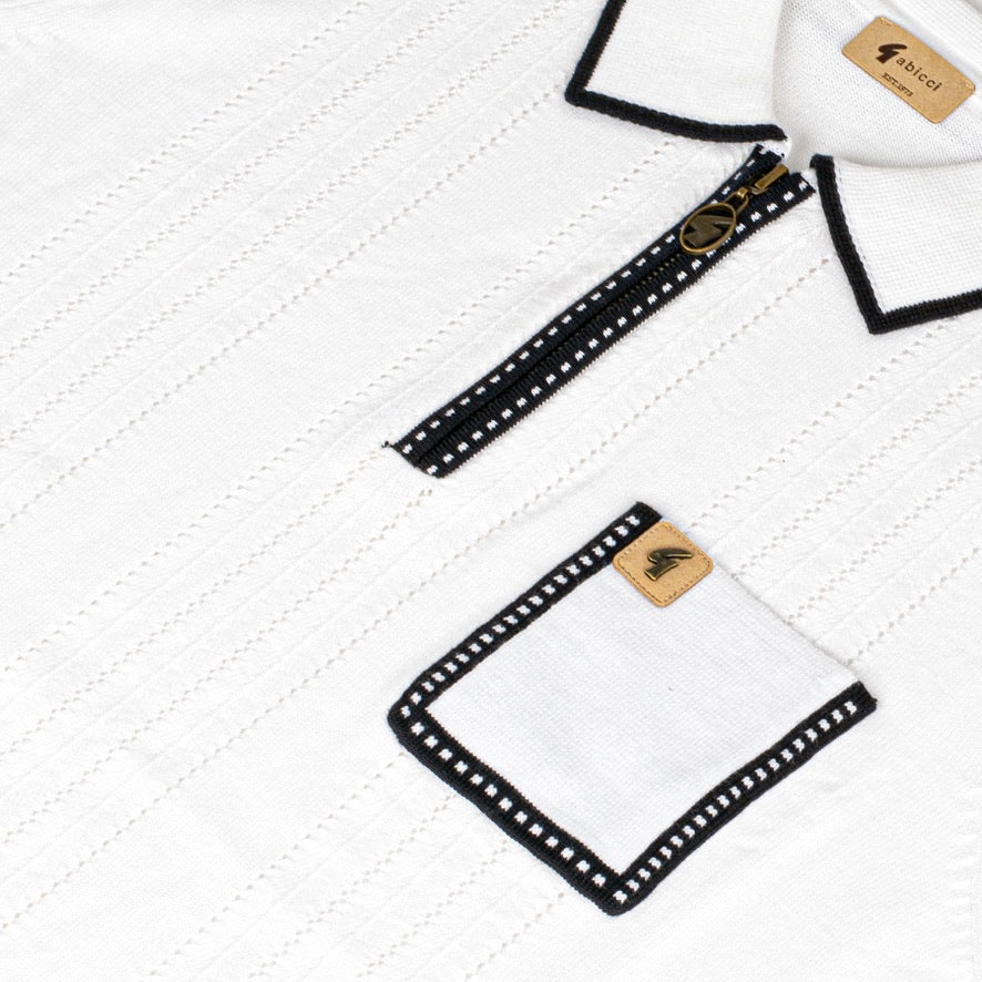 Gabicci Vintage Pierre Knitted Polo Shirt - White