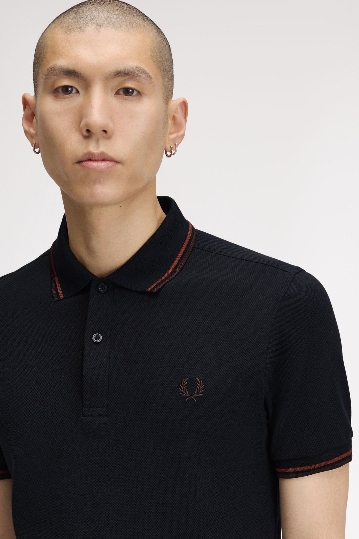 Fred Perry Twin Tipped Polo Shirt - Navy/Brandy/Rich Brown