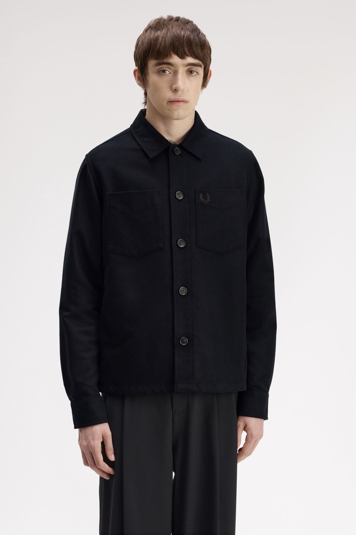 Fred Perry Brushed Twill Overshirt - Black
