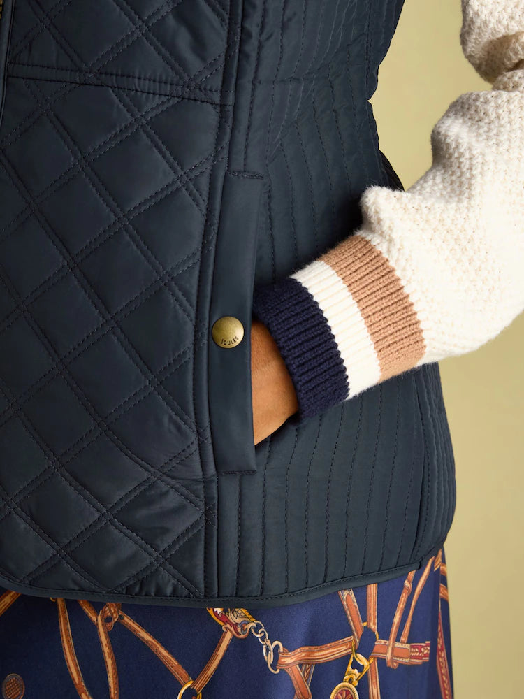 Joules Minx Navy Blue Showerproof Diamond Quilted Gilet - Navy