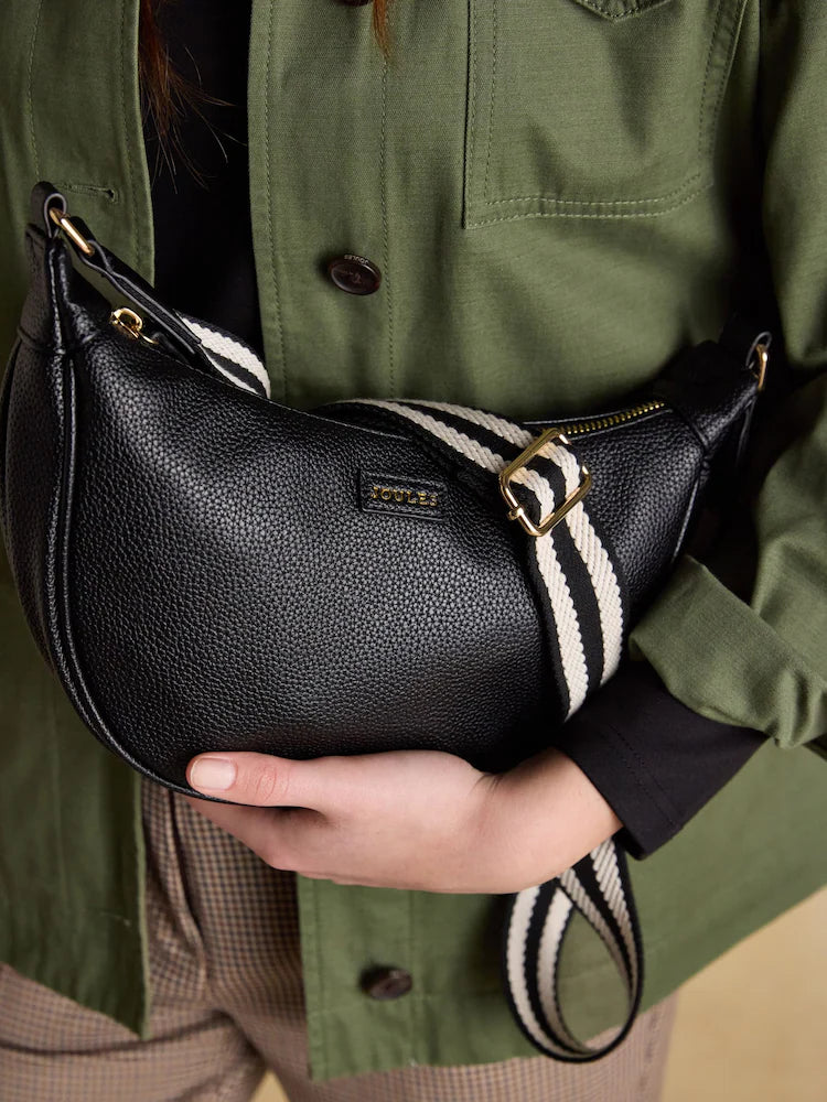 Joules Jade Black Half Moon Adjustable Cross Body Bag