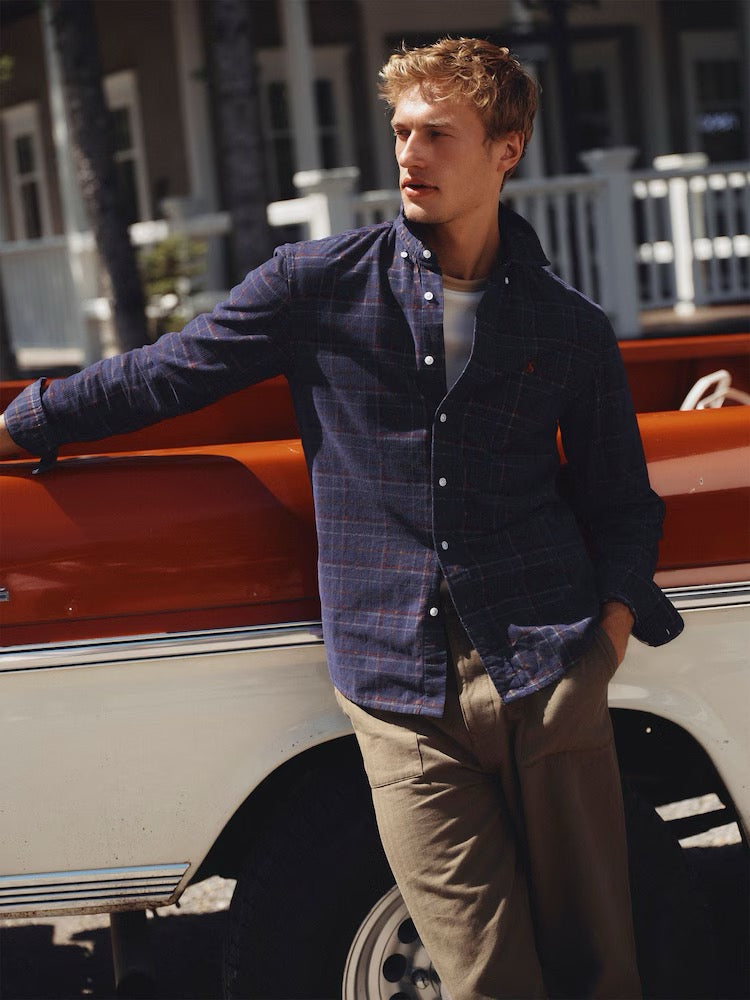 Joules Navy Long Sleeve Fine Needle Cord Shirt