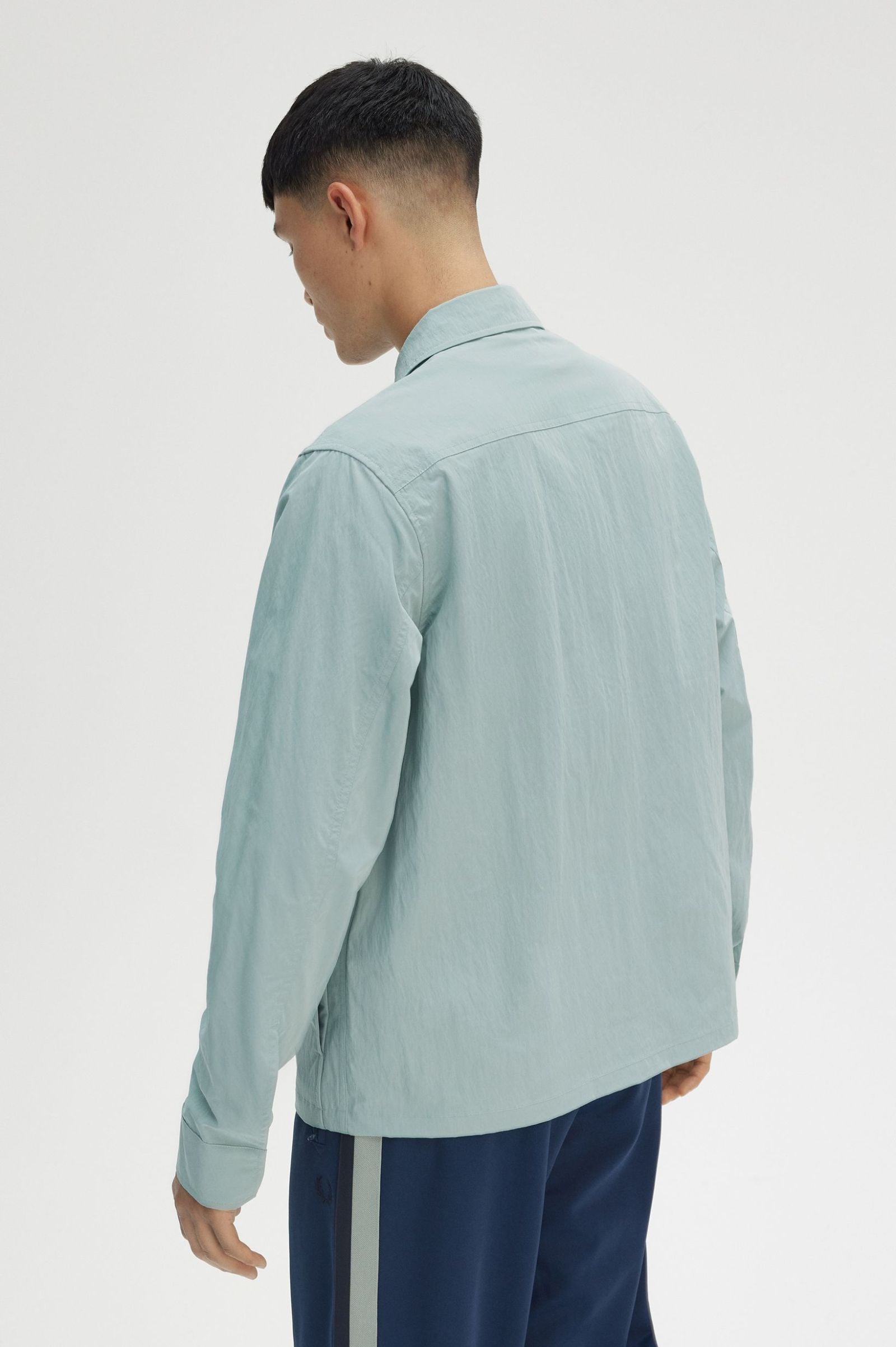 Fred Perry Zip Through Overshirt - Silver Blue