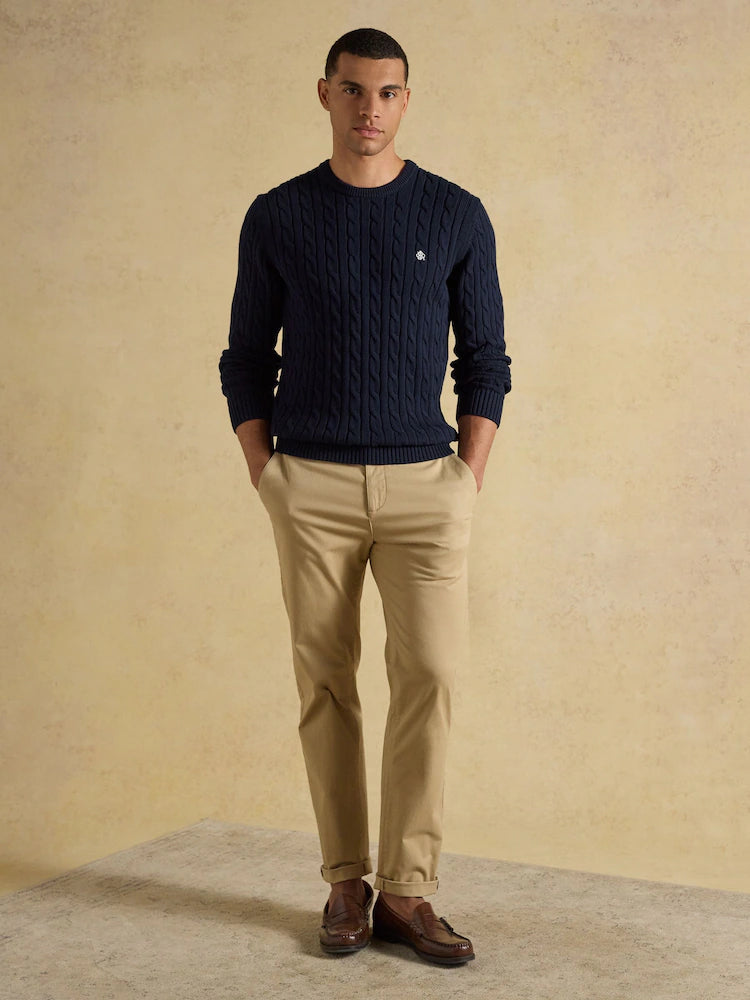 Joules Cable Knit Crew Mens - Navy
