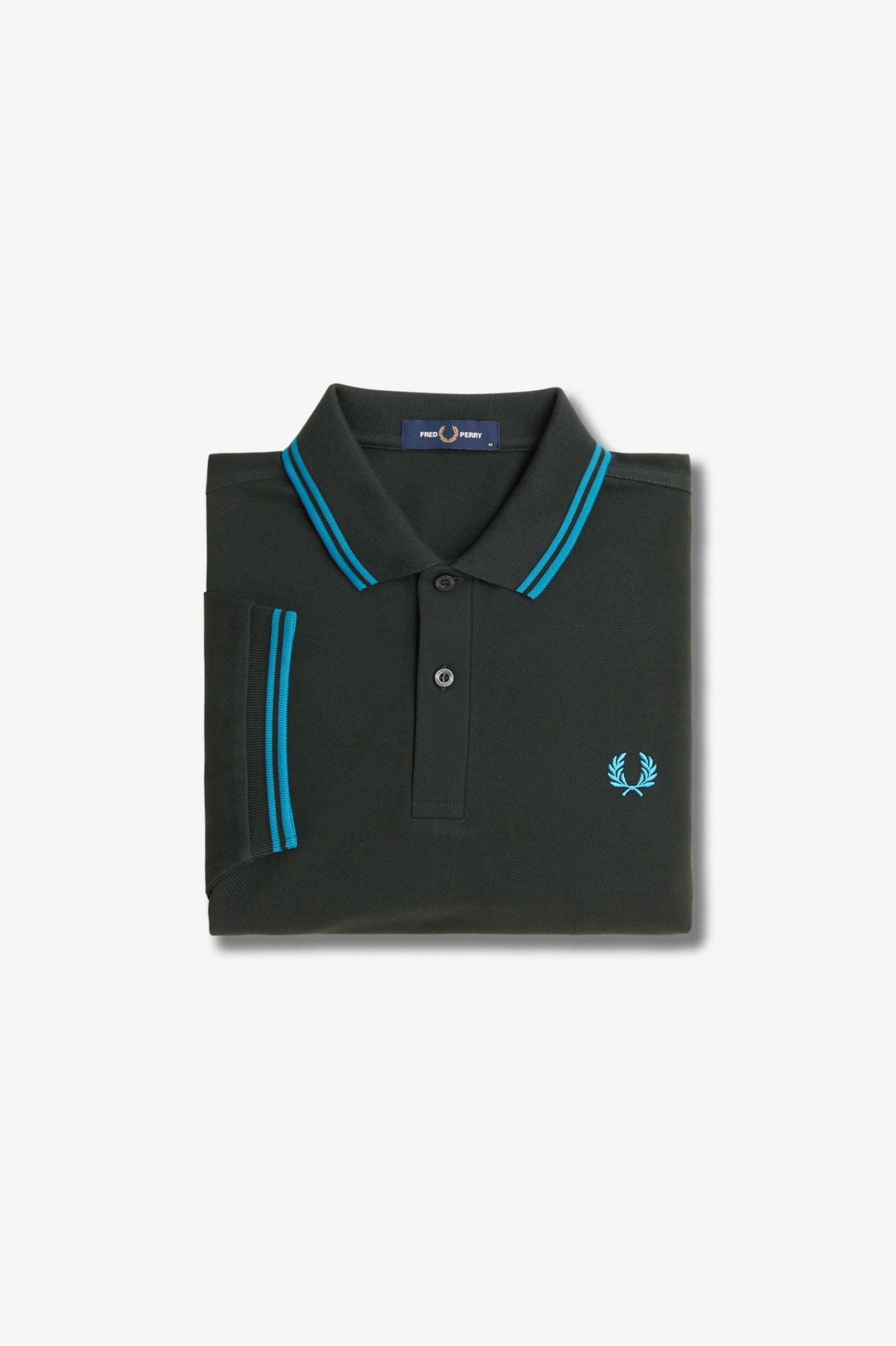 Fred Perry Twin Tipped Polo Shirt - NIght Green/Ocean Blue