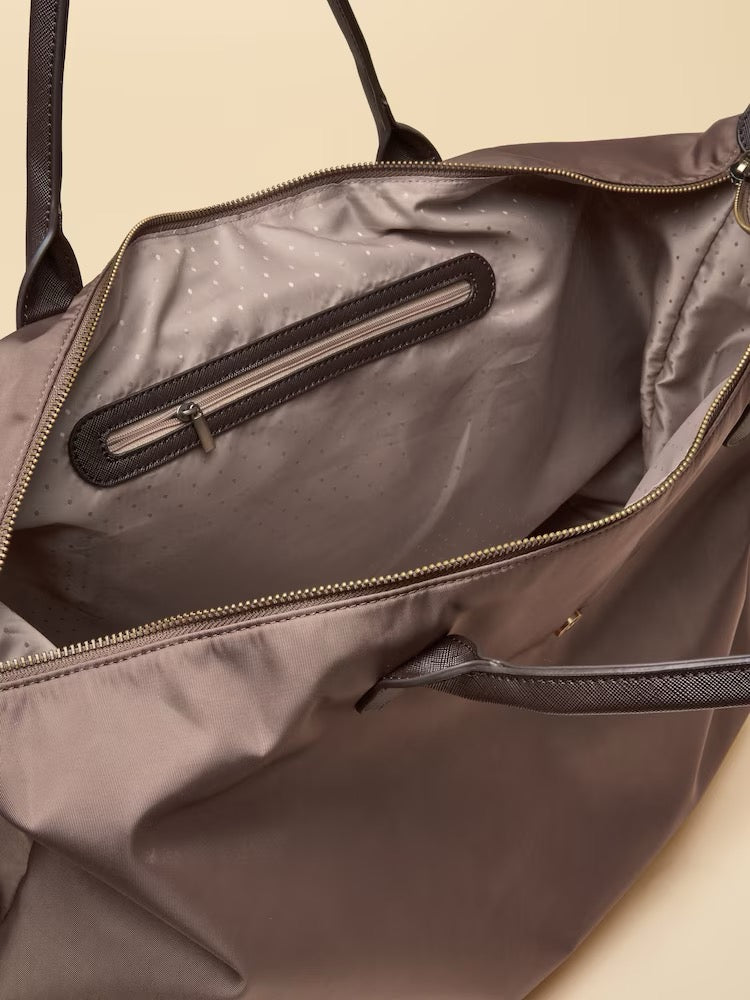 Joules Large Mocha Brown Zip Top Weekend Bag