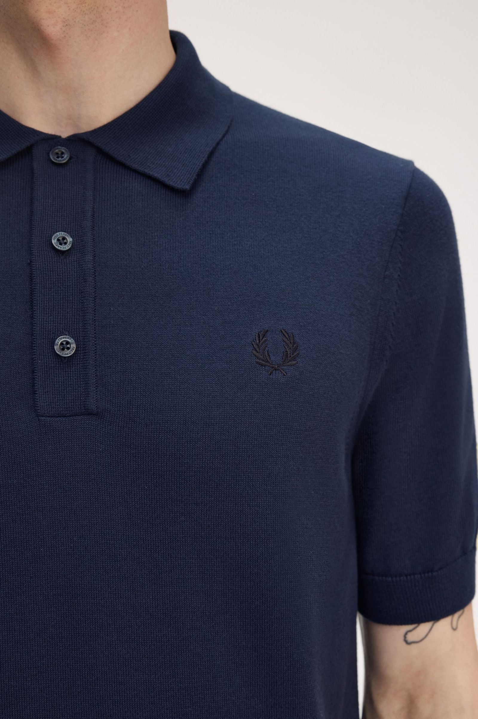 Fred Perry Cotton Knitted Shirt - Tennis Blue