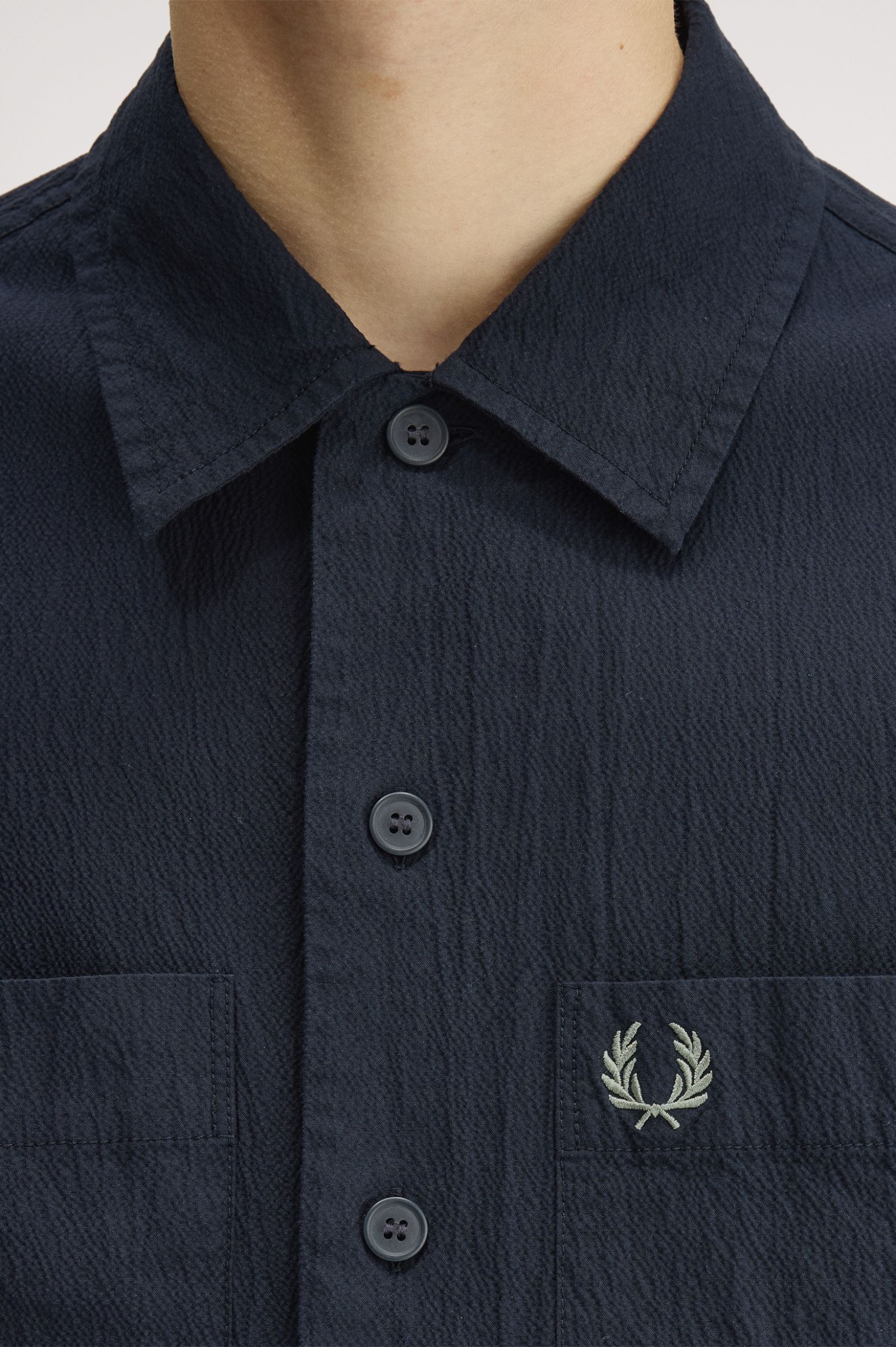 Fred Perry Seersucker Overshirt - Navy