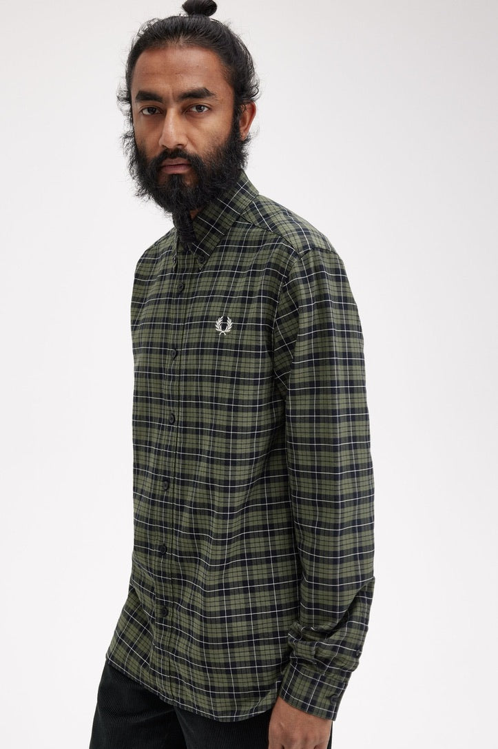 Fred Perry Tartan Oxford Shirt - Laurel Wreath Green