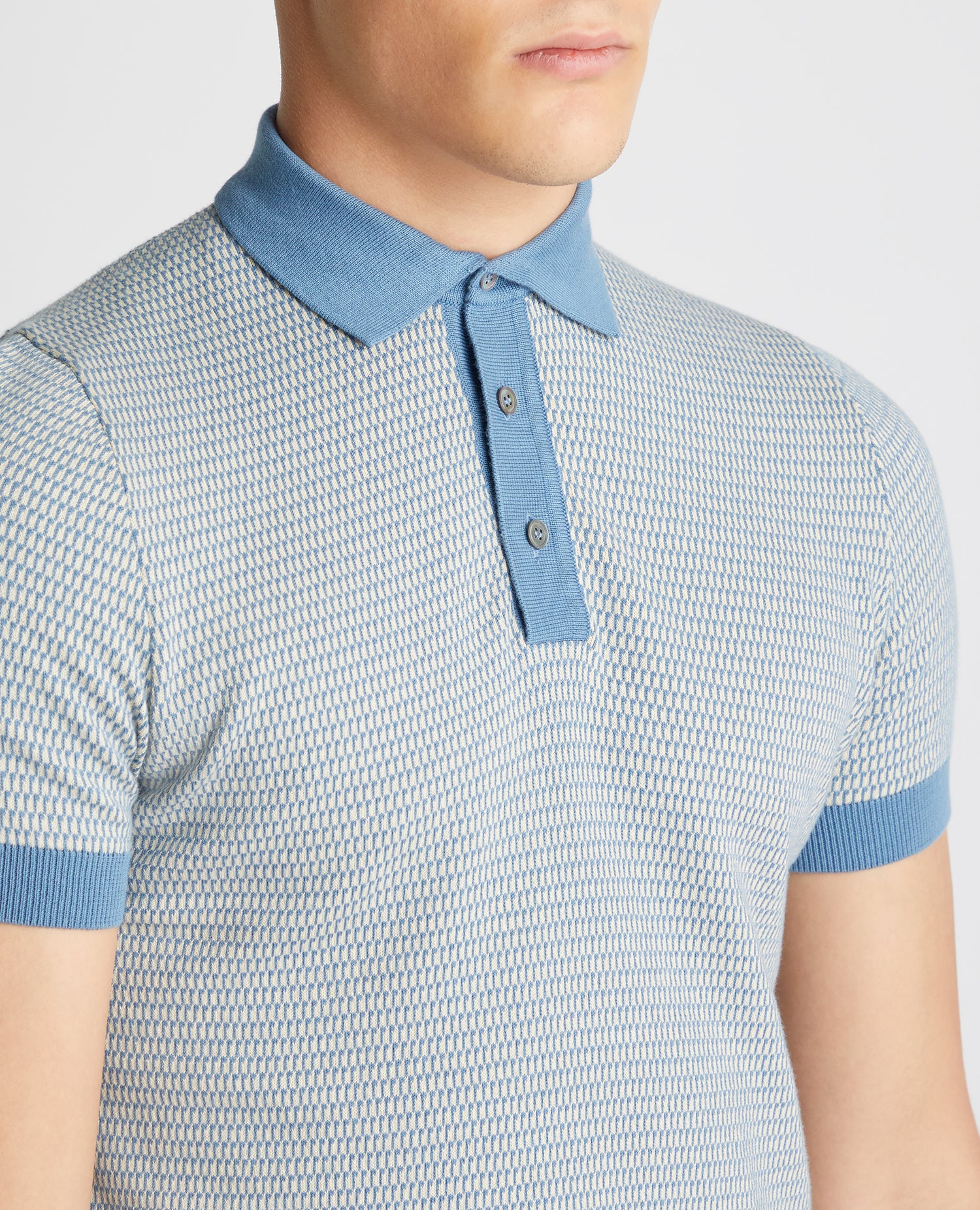 Remus Uomo Knitted Polo Shirt - Blue