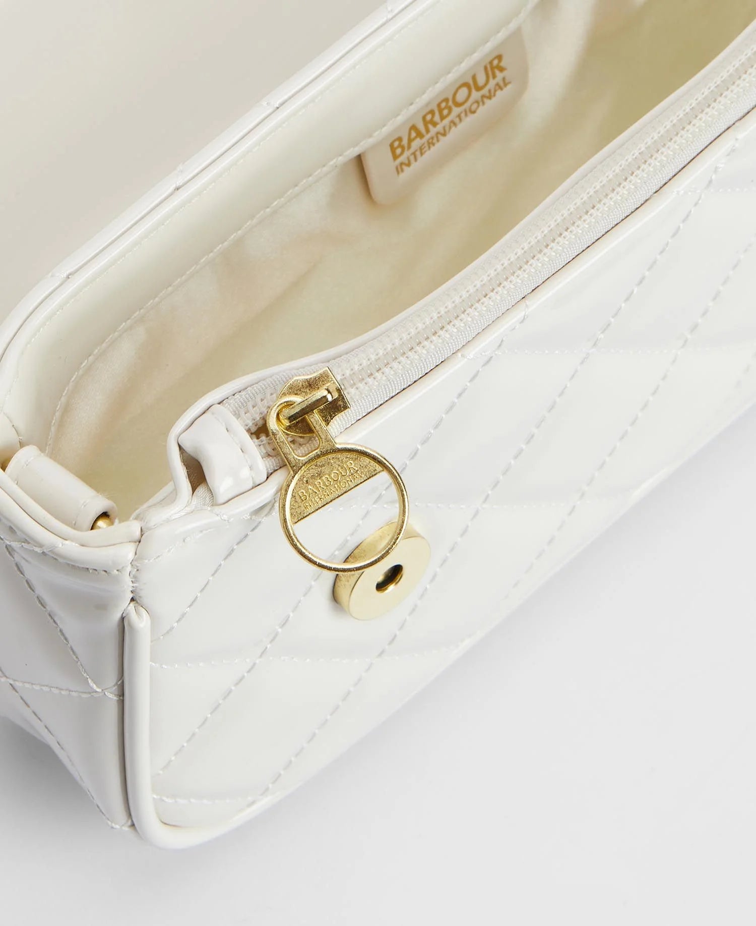 Barbour International Quilted Mini Soho Crossbody Bag - Gloss Silver Birch
