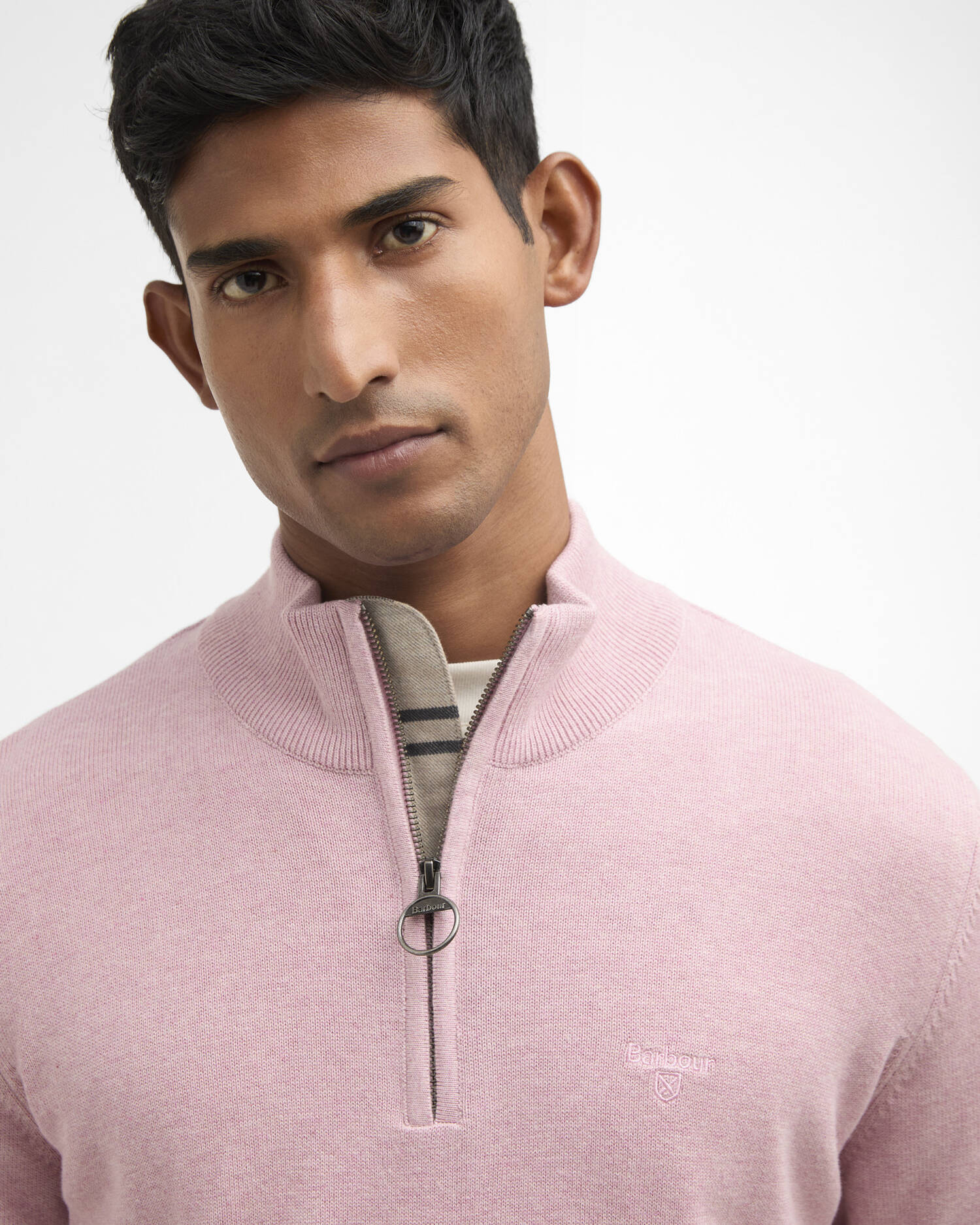 Barbour Cotton Half Zip Knitted Jumper - Pink